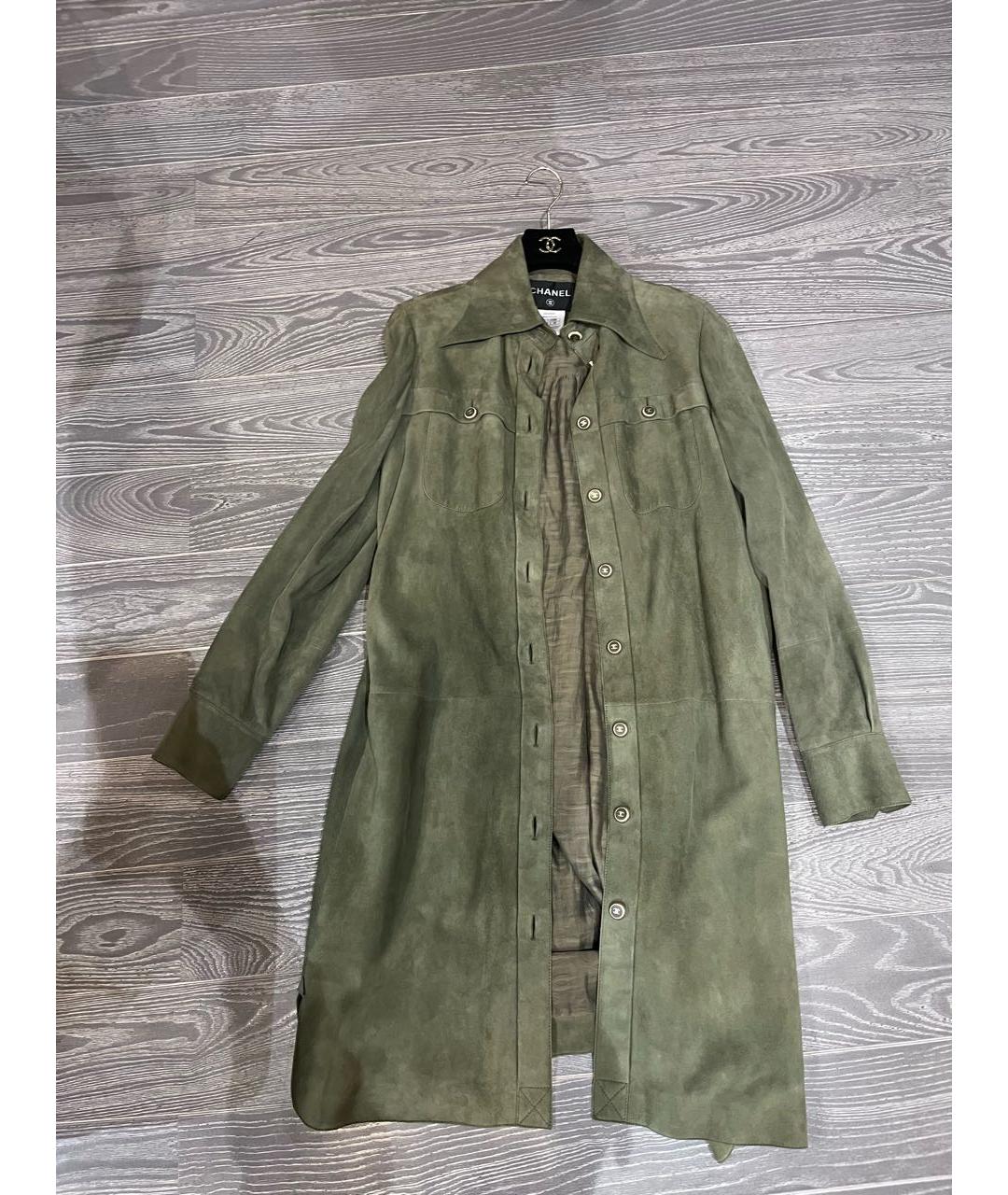 CHANEL Хаки замшевый тренч/плащ, фото 6