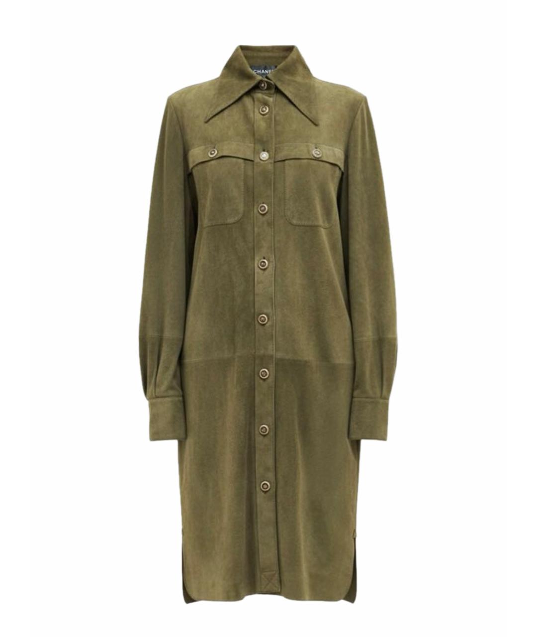 CHANEL Хаки замшевый тренч/плащ, фото 1