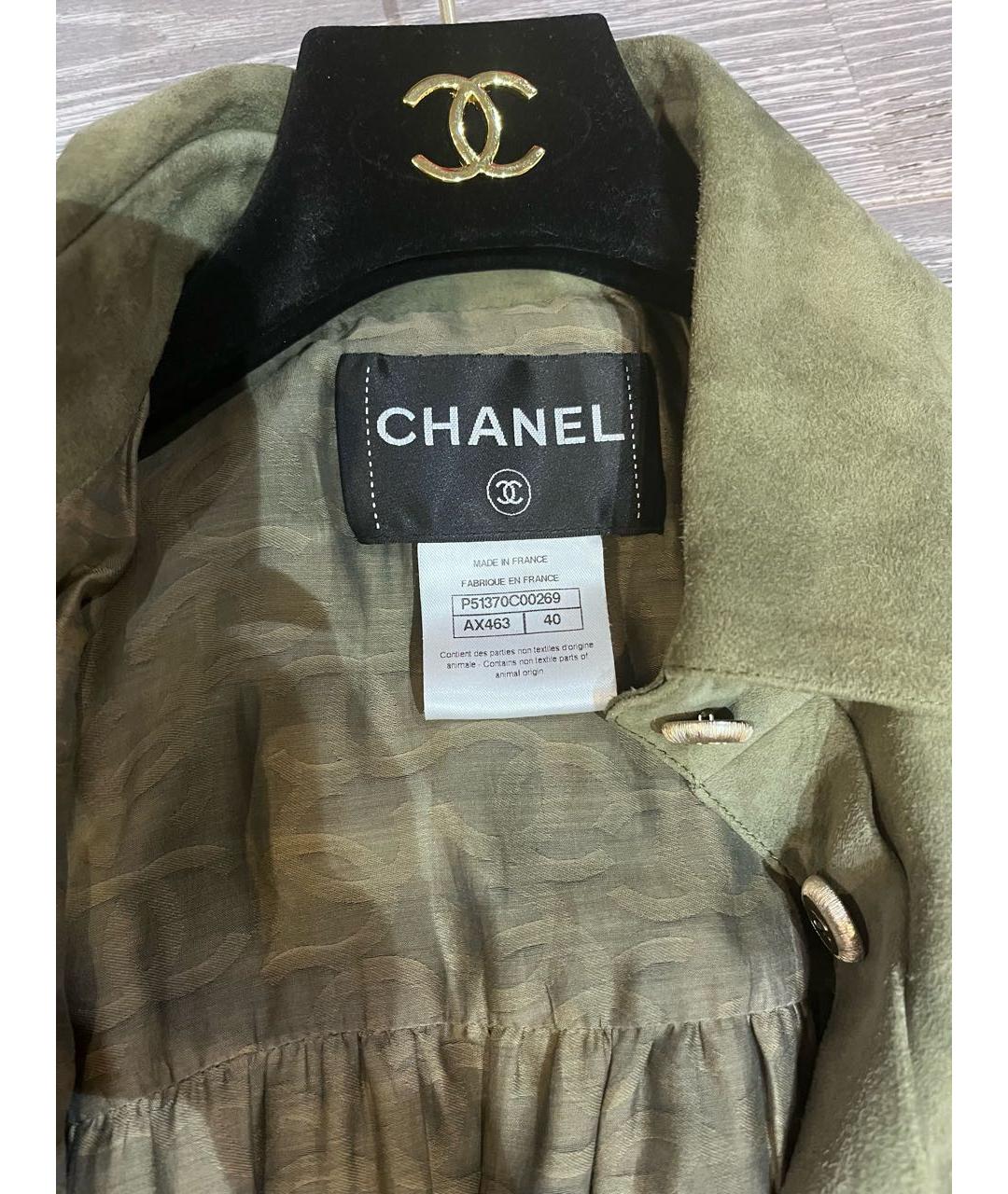 CHANEL Хаки замшевый тренч/плащ, фото 3