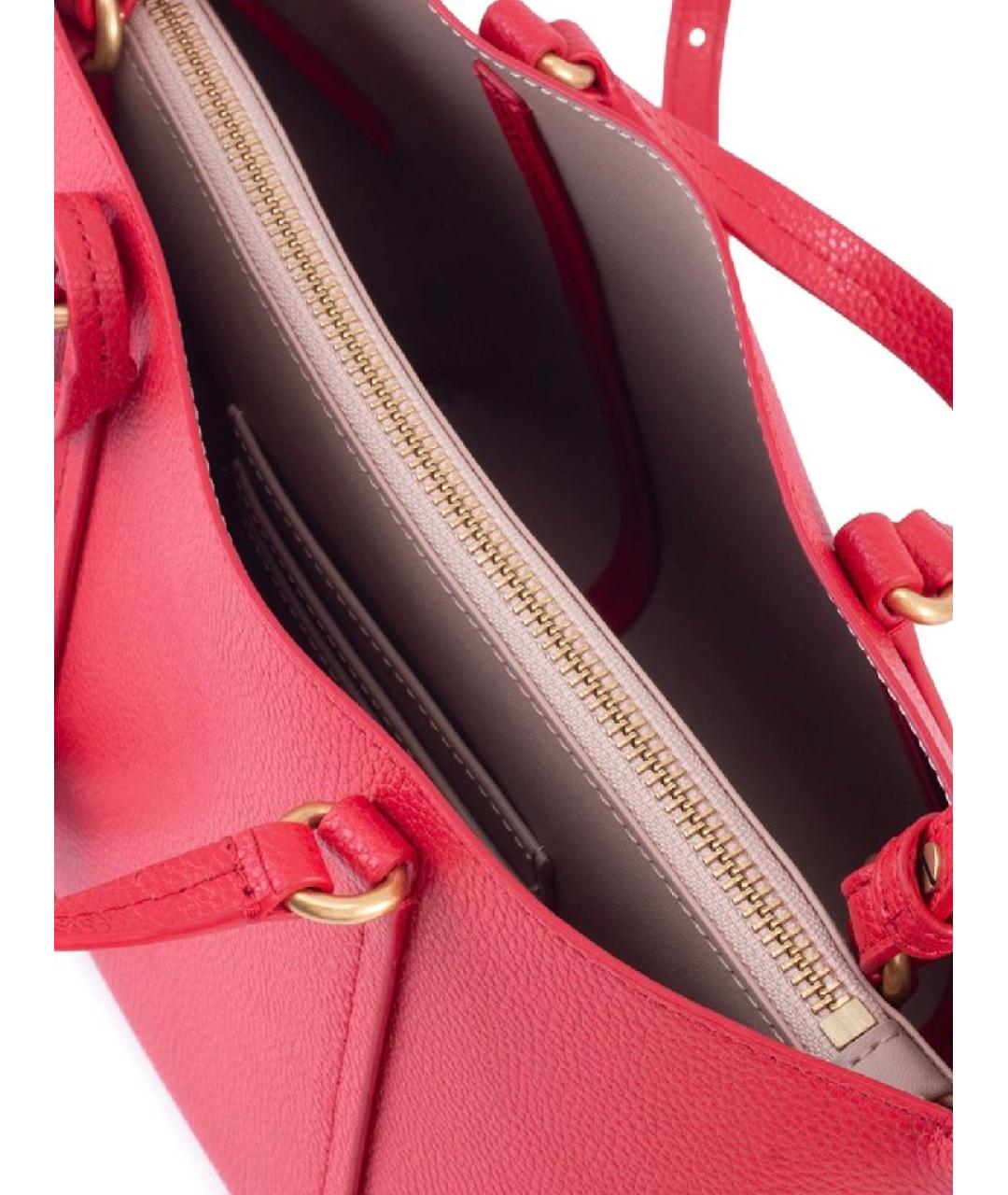 PINKO Красная кожаная сумка с короткими ручками, фото 3