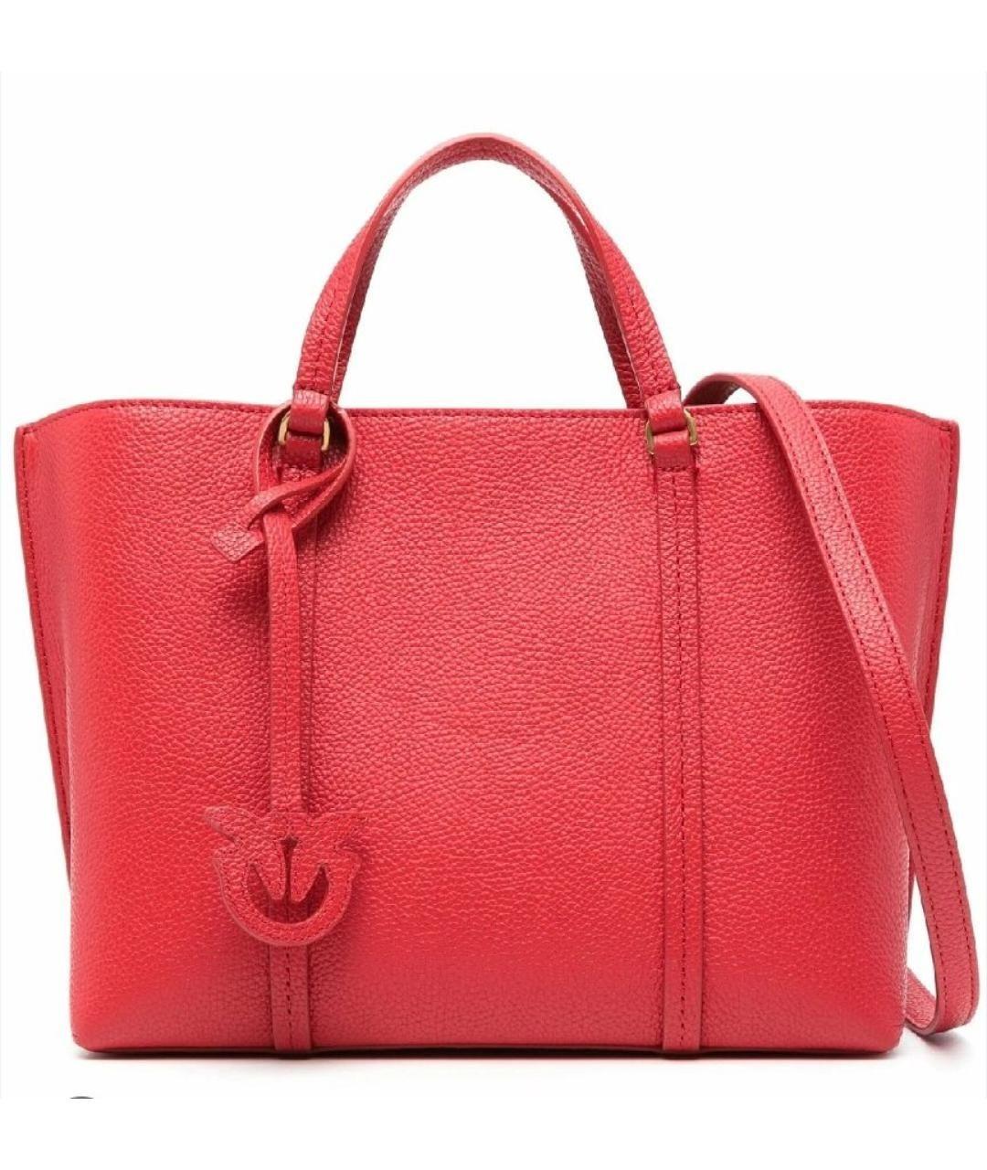 PINKO Красная кожаная сумка с короткими ручками, фото 1