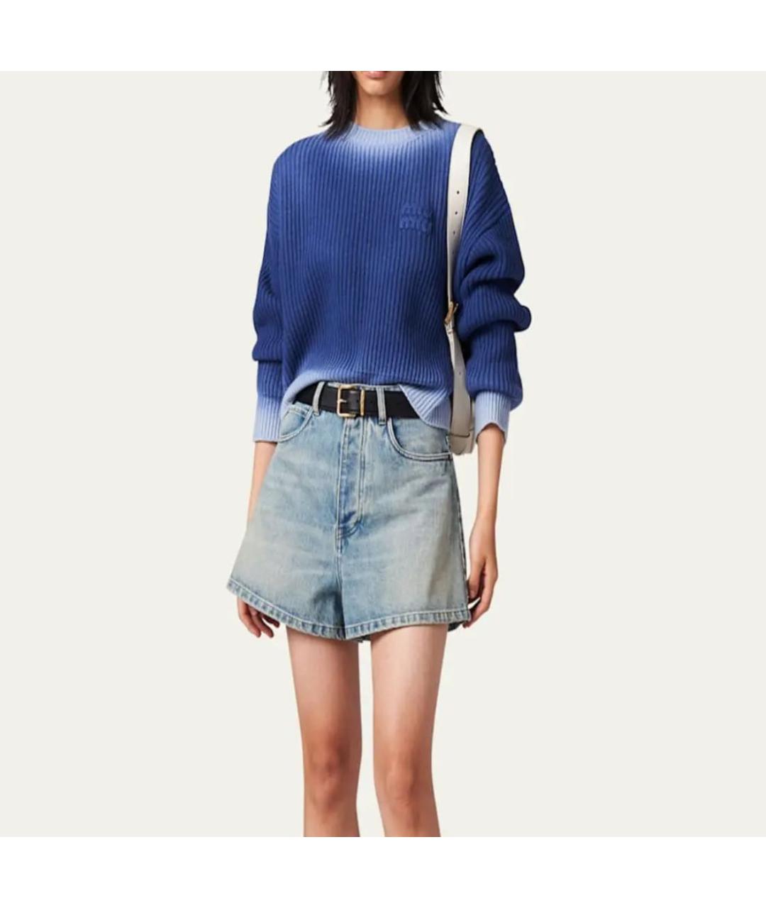 MIU MIU Темно-синий шерстяной джемпер / свитер, фото 2