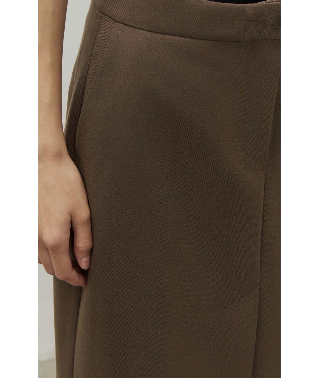 12 STOREEZ Хаки шерстяная юбка миди, фото 3