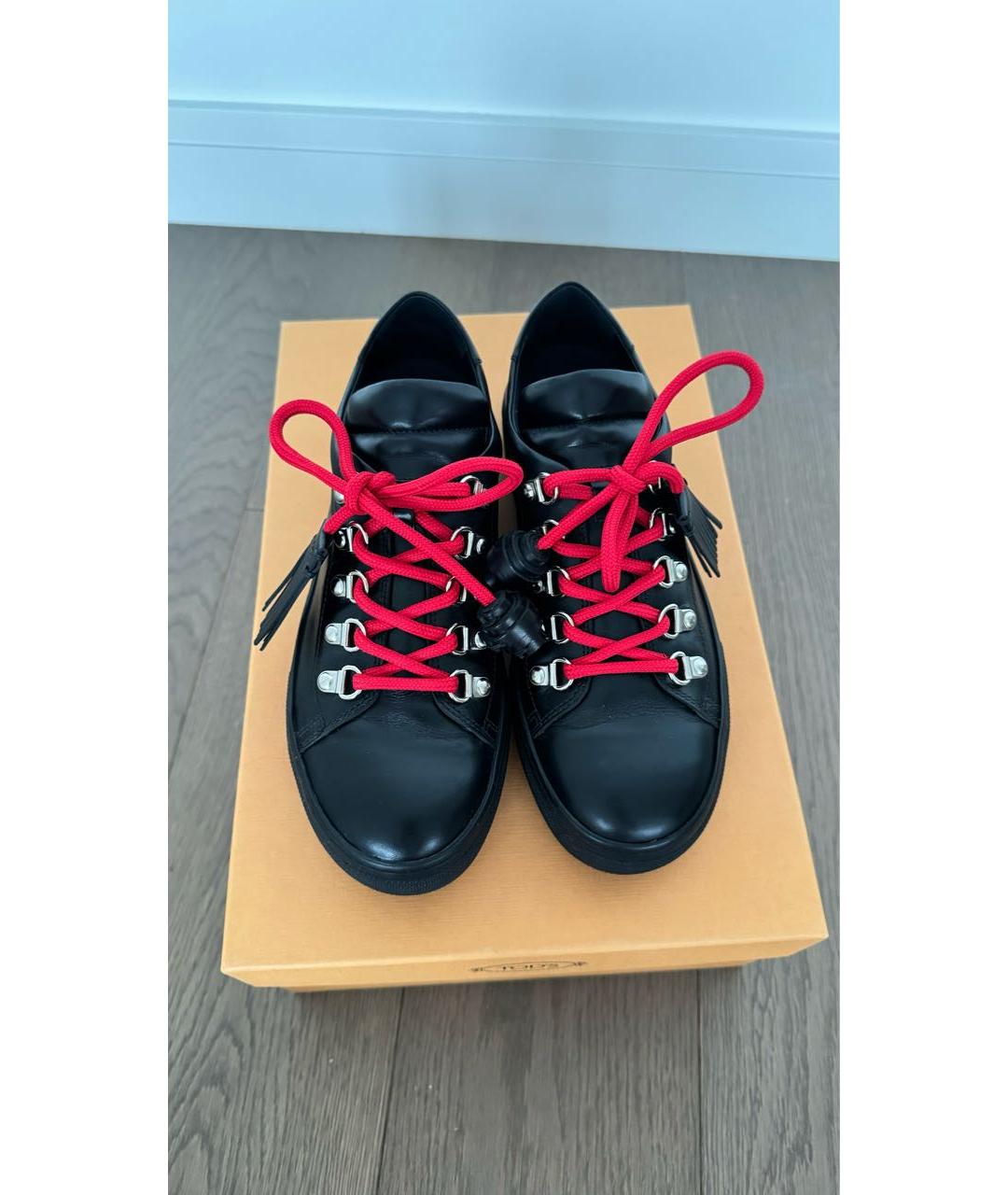 TOD'S Черные кожаные кеды, фото 2