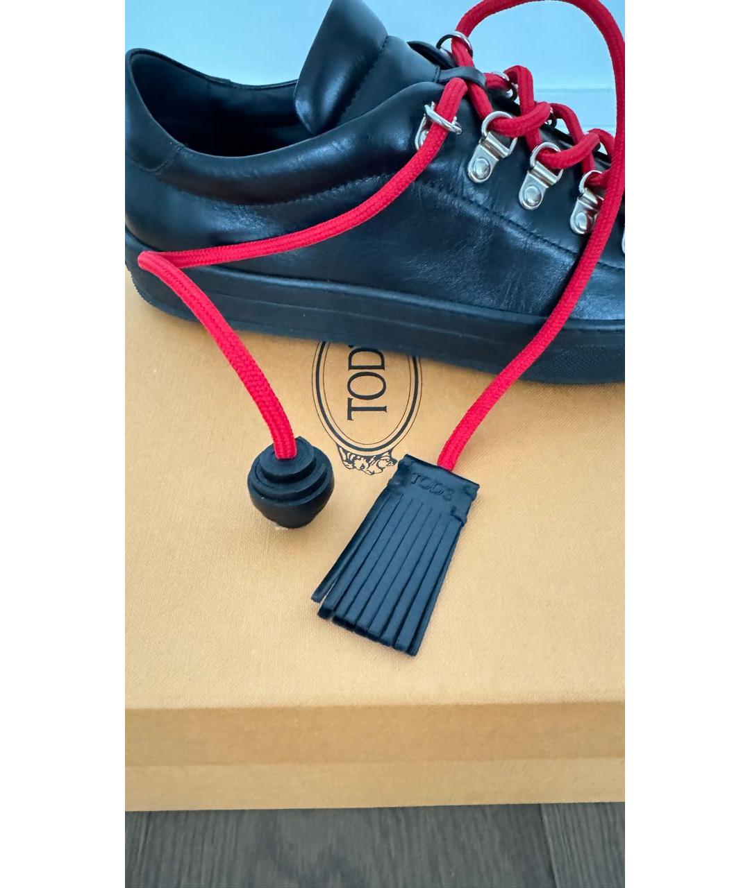 TOD'S Черные кожаные кеды, фото 5