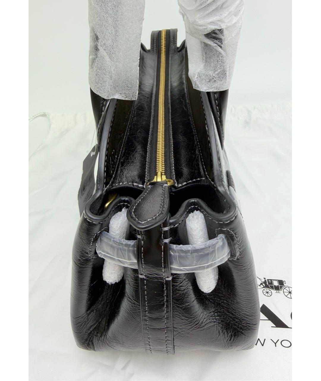 COACH Черная кожаная сумка с короткими ручками, фото 3