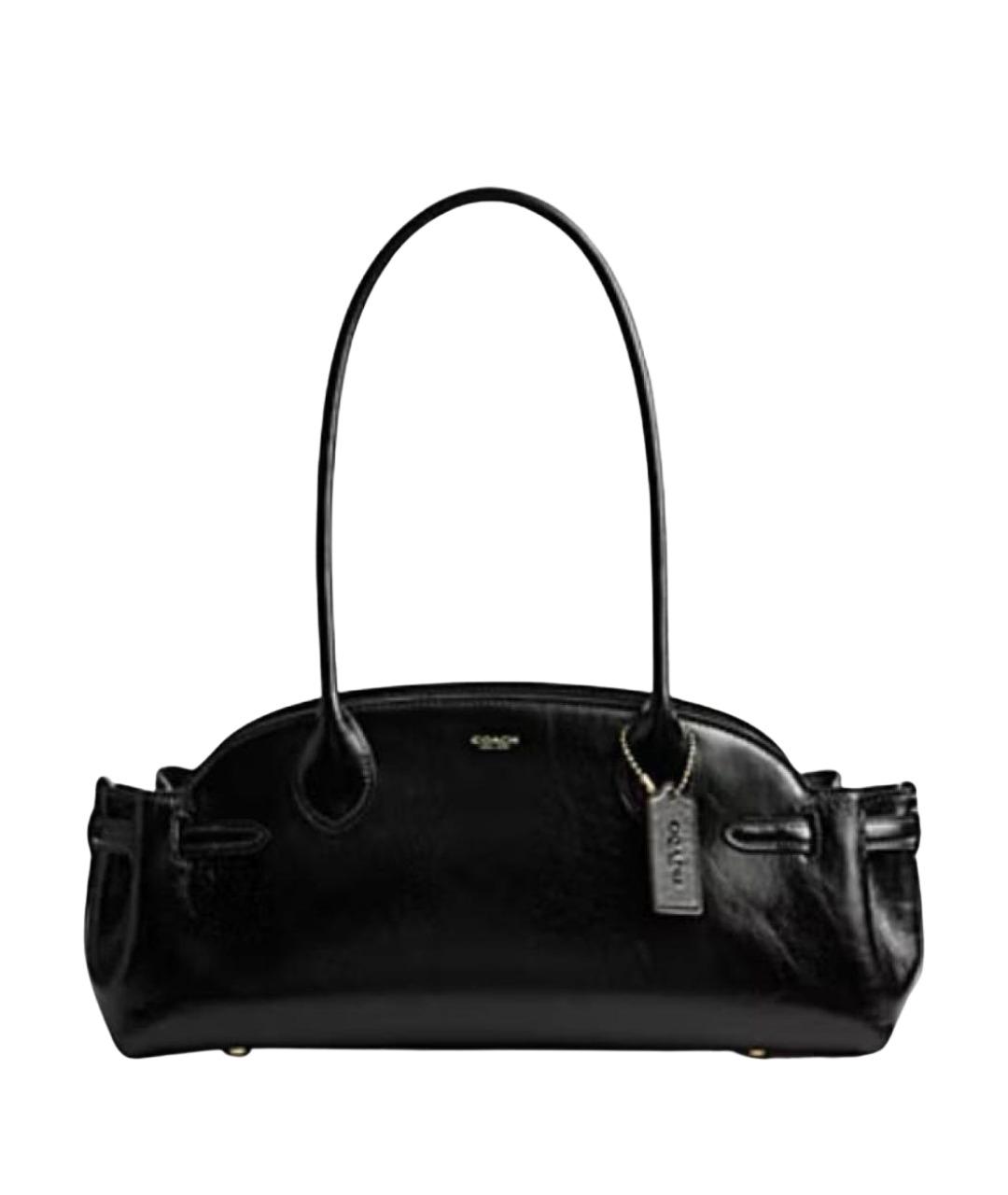 COACH Черная кожаная сумка с короткими ручками, фото 1