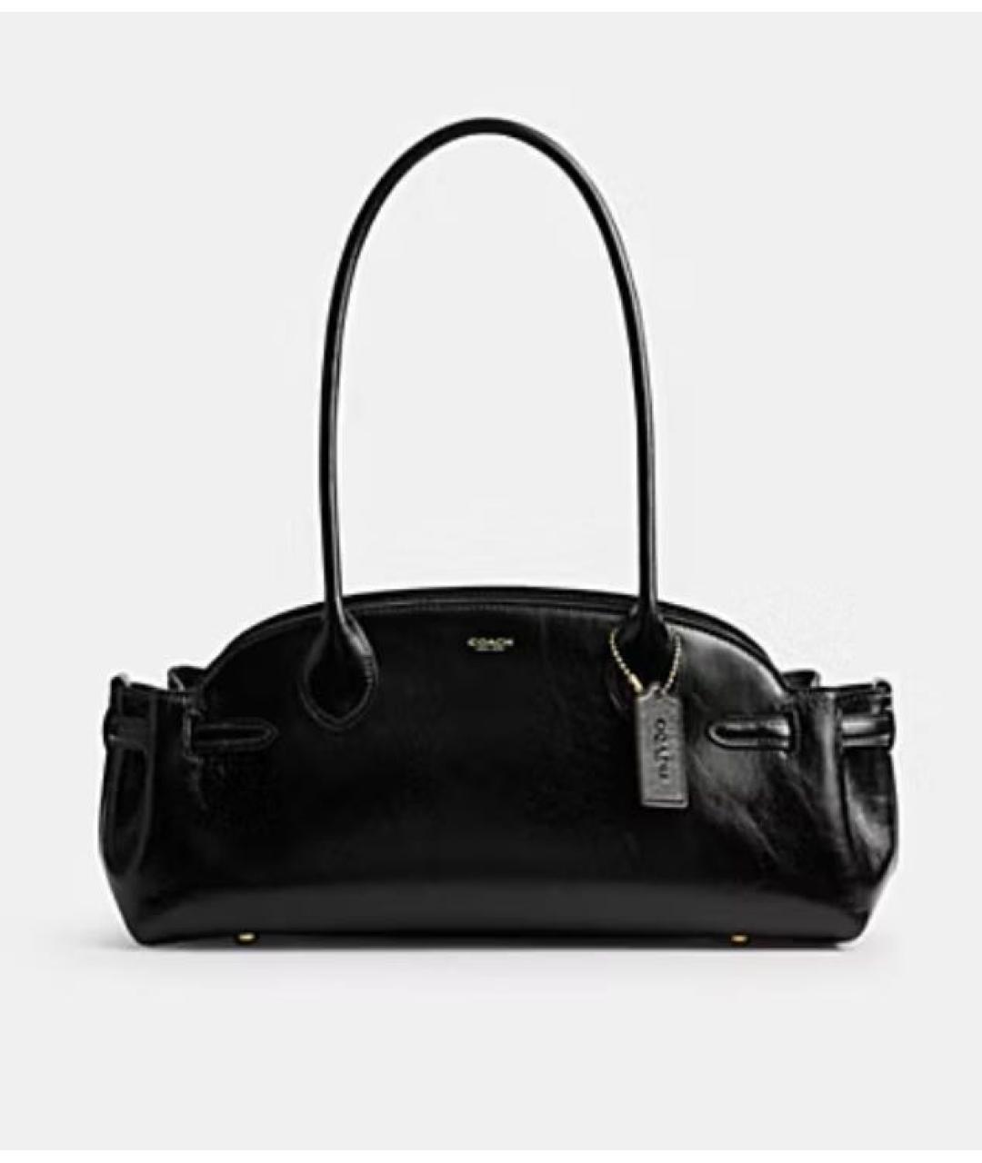 COACH Черная кожаная сумка с короткими ручками, фото 8