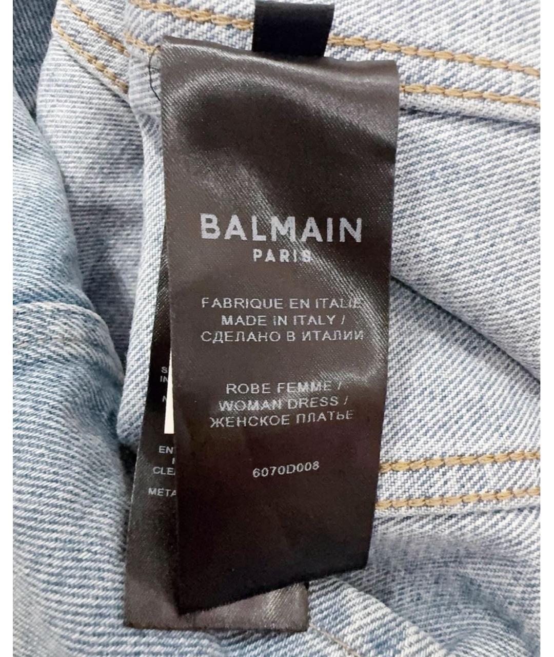 BALMAIN Голубое деним повседневное платье, фото 7