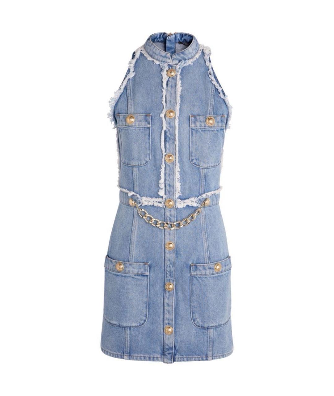 BALMAIN Голубое деним повседневное платье, фото 9