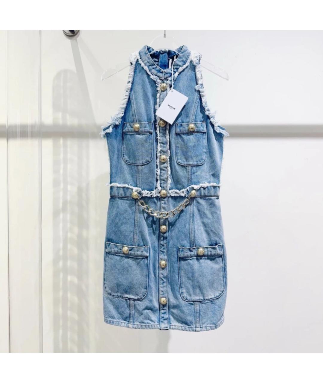 BALMAIN Голубое деним повседневное платье, фото 3