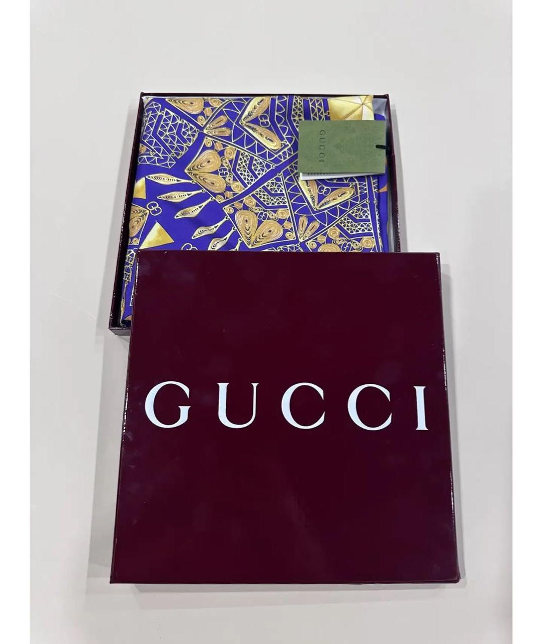 GUCCI Синий шелковый платок, фото 7