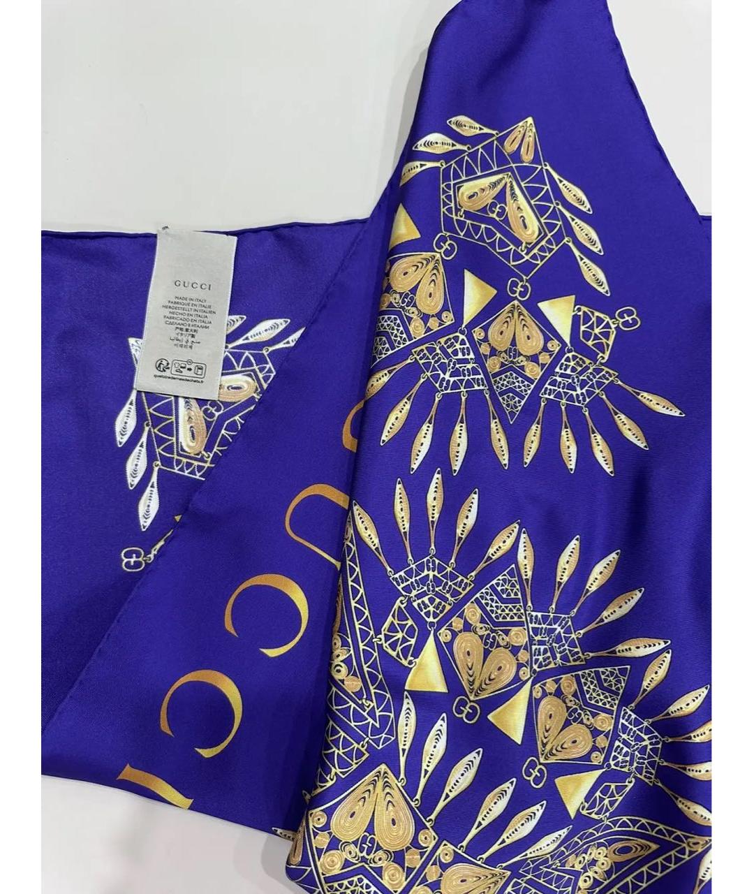 GUCCI Синий шелковый платок, фото 4