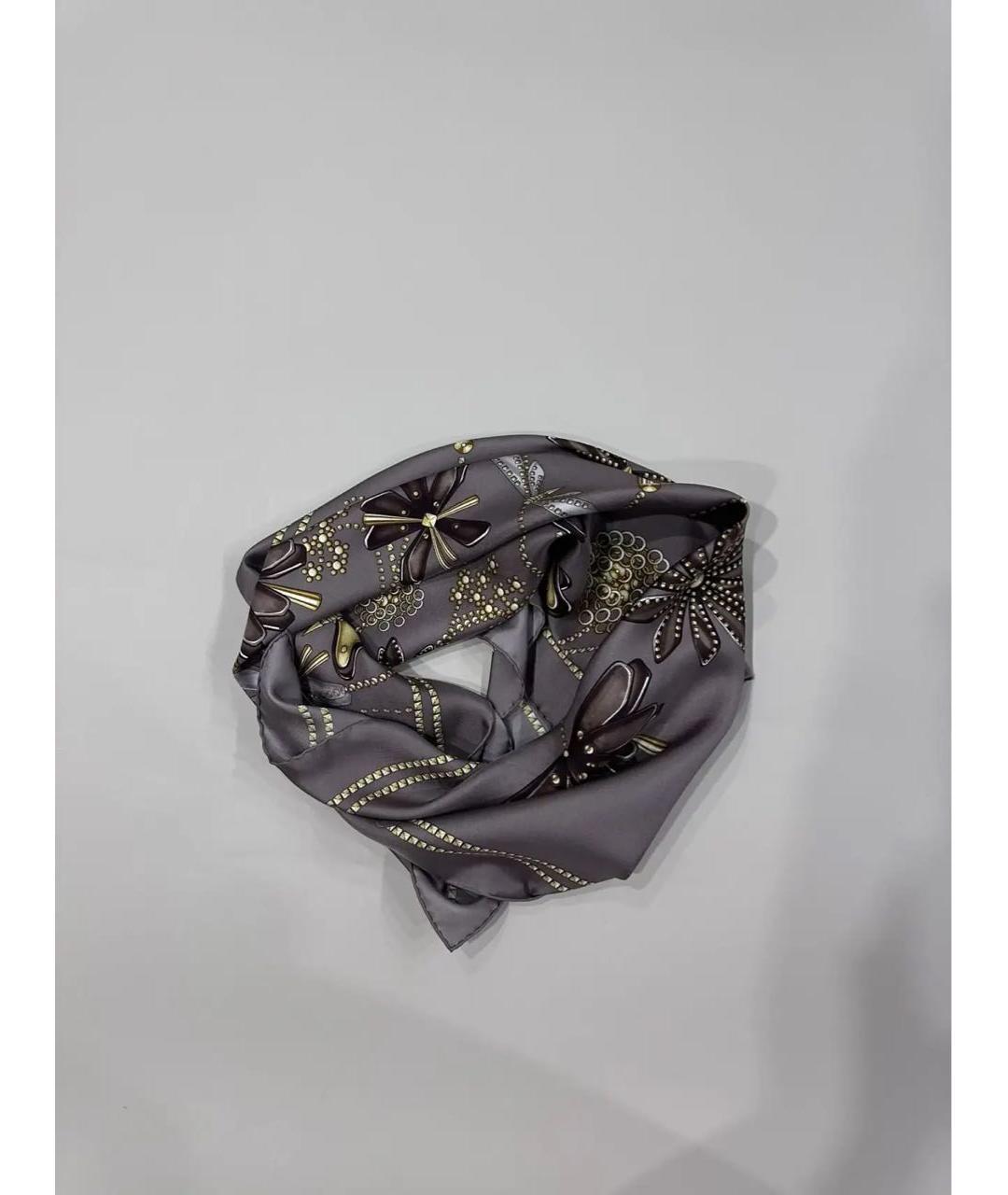 GUCCI Серый шелковый платок, фото 4