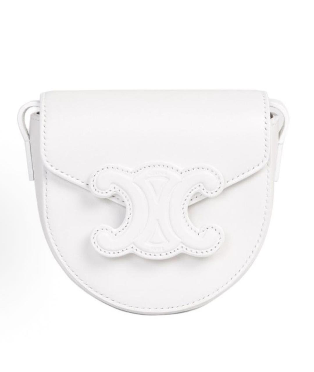 CELINE Белая кожаная сумка через плечо, фото 7