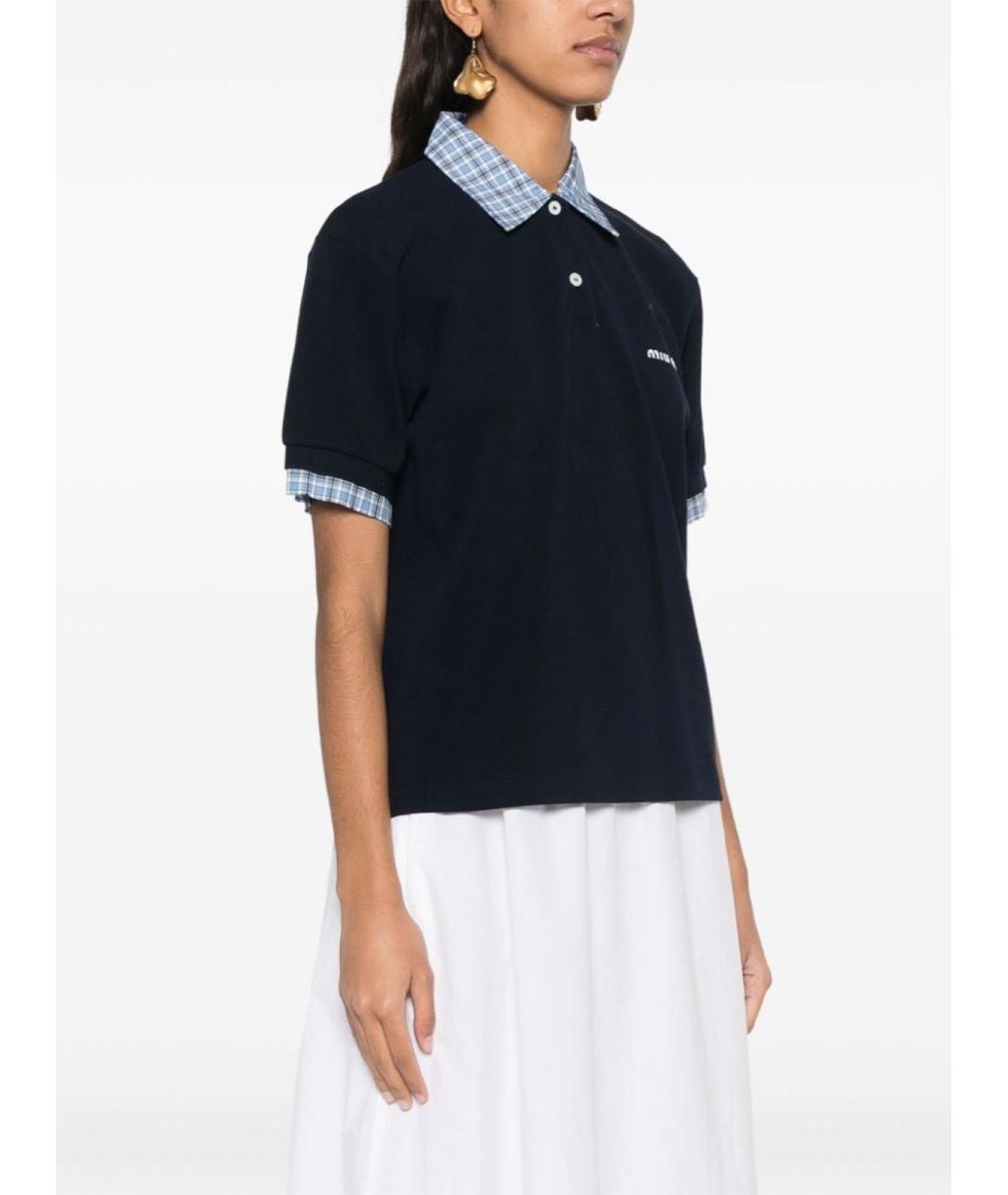 MIU MIU Темно-синяя хлопковая рубашка, фото 2