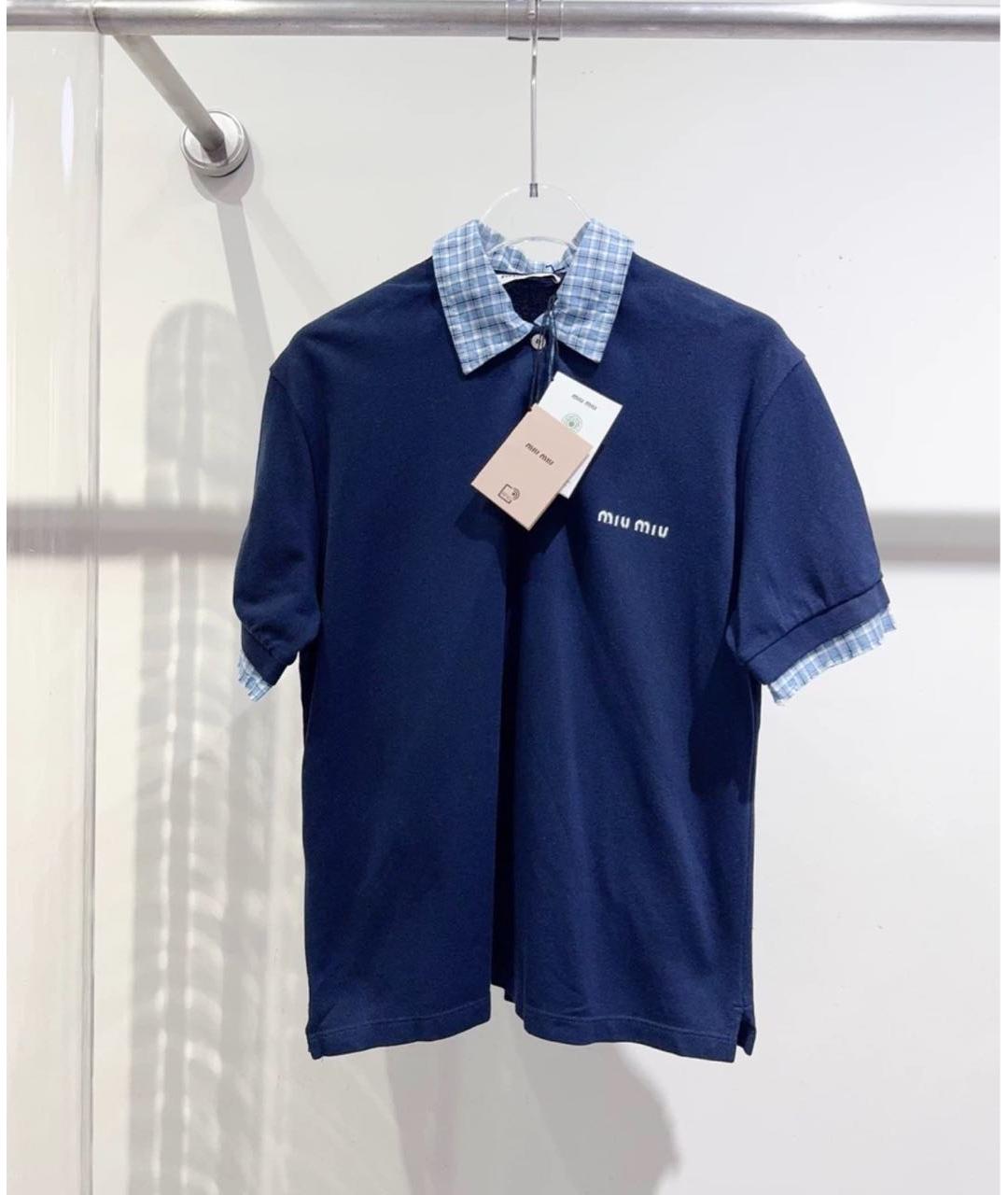 MIU MIU Темно-синяя хлопковая рубашка, фото 4