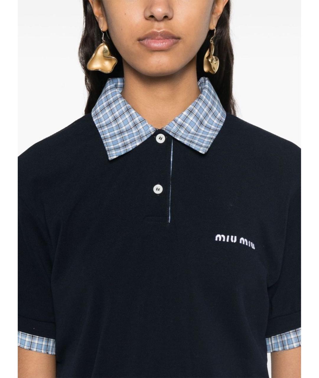 MIU MIU Темно-синяя хлопковая рубашка, фото 3