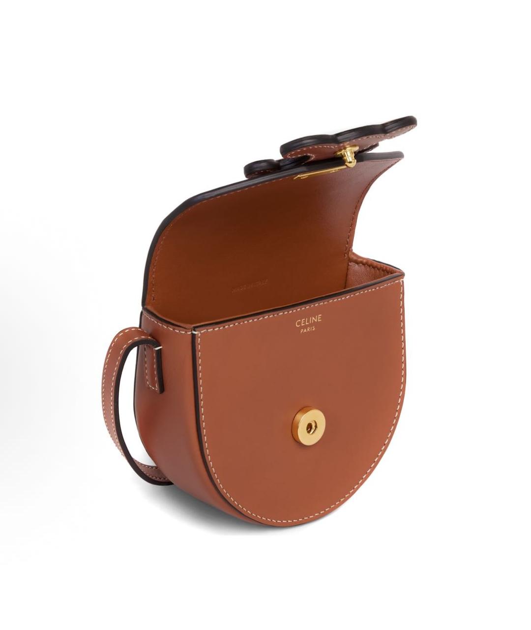 CELINE Коричневая кожаная сумка через плечо, фото 3