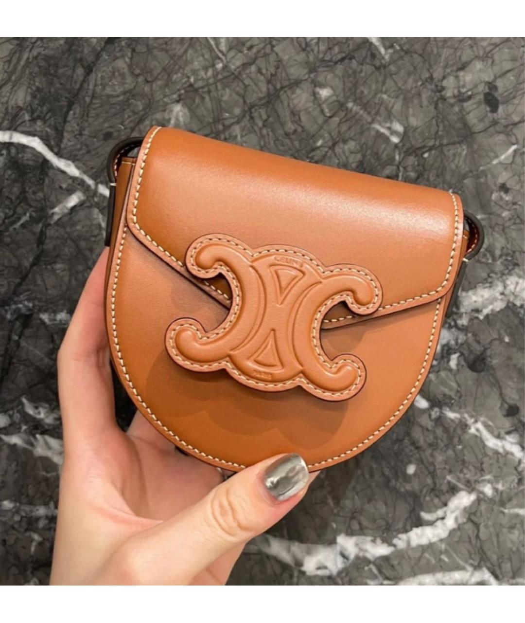 CELINE Коричневая кожаная сумка через плечо, фото 8