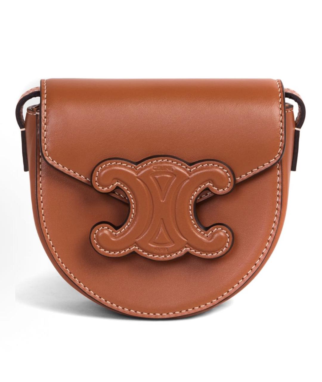 CELINE Коричневая кожаная сумка через плечо, фото 9