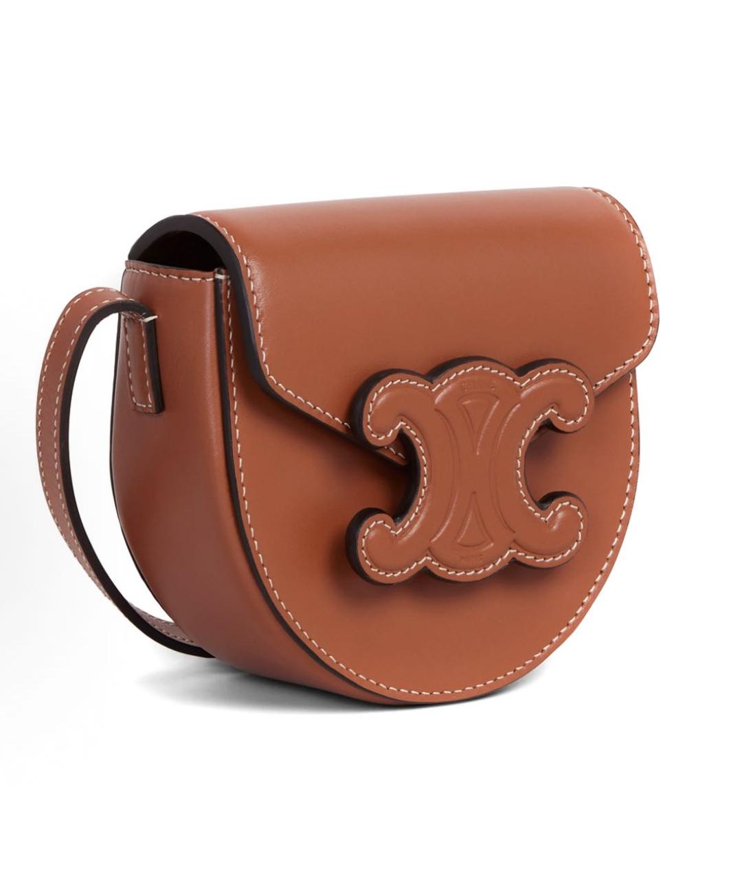 CELINE Коричневая кожаная сумка через плечо, фото 2