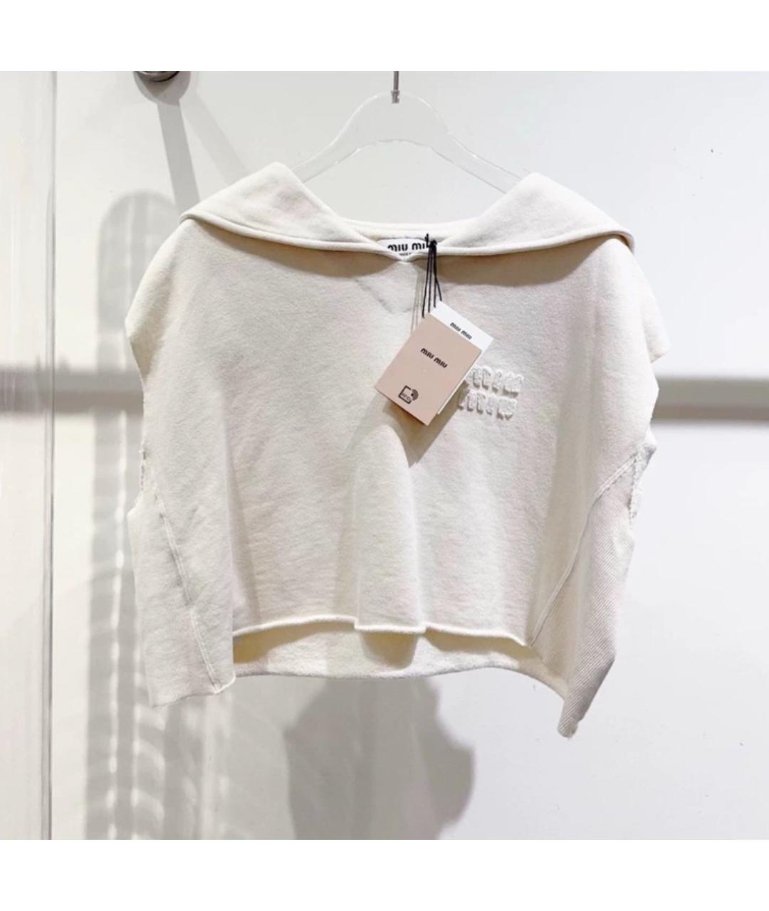 MIU MIU Бежевая хлопковая футболка, фото 3