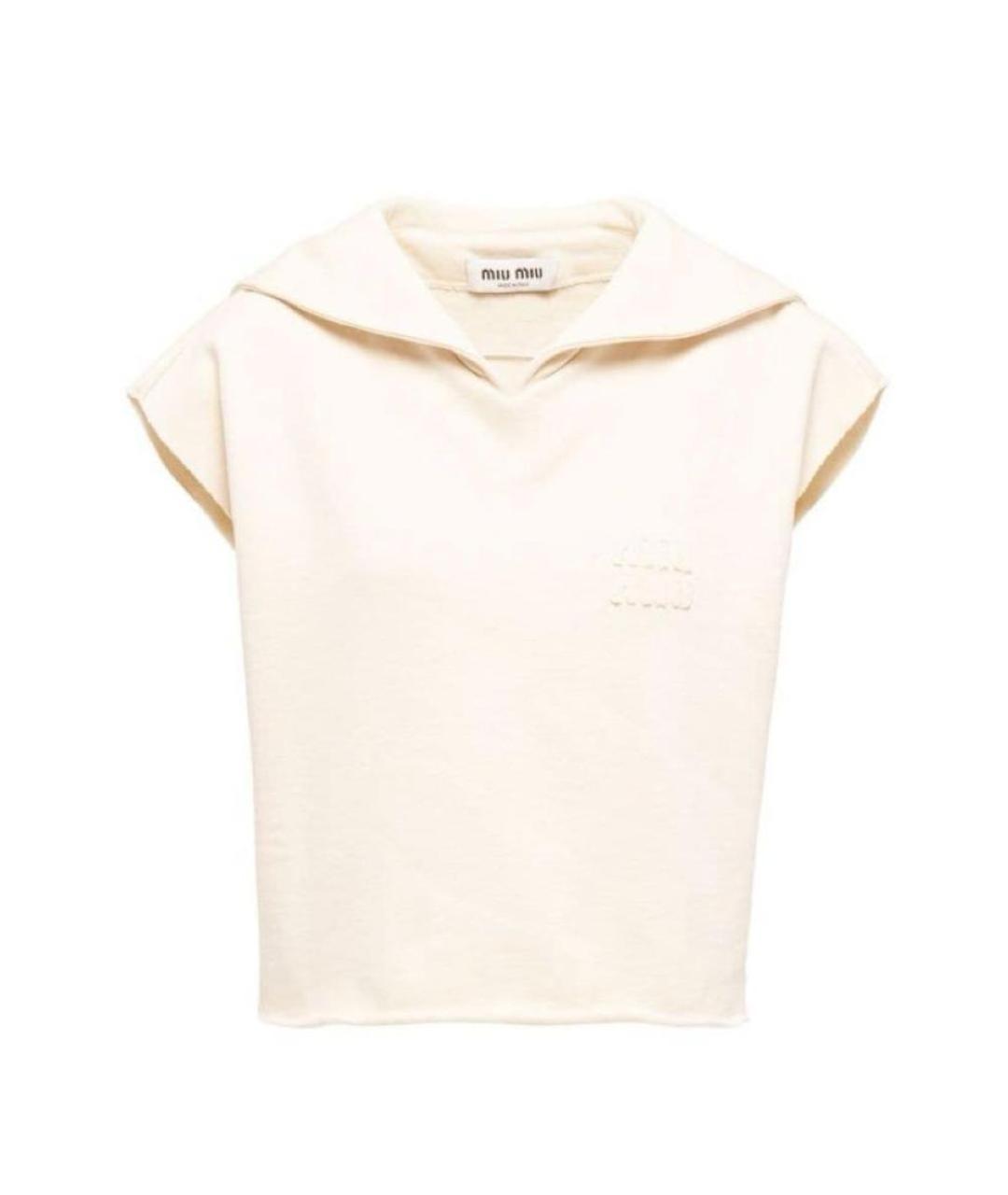 MIU MIU Бежевая хлопковая футболка, фото 1