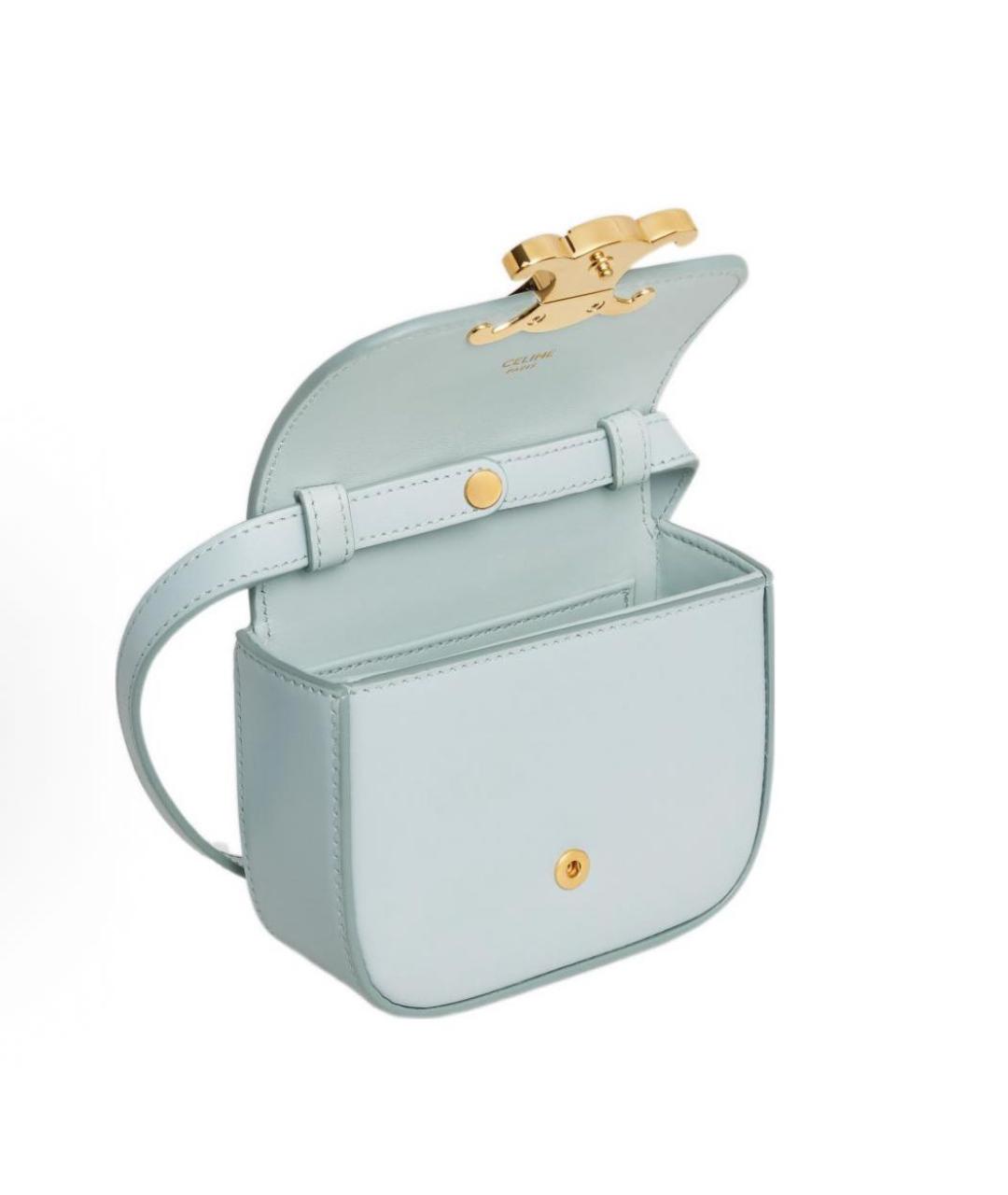 CELINE Голубая кожаная сумка через плечо, фото 4