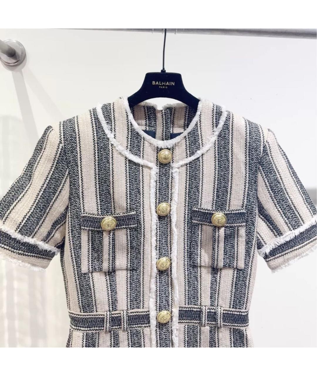 BALMAIN Бежевое твидовое повседневное платье, фото 7