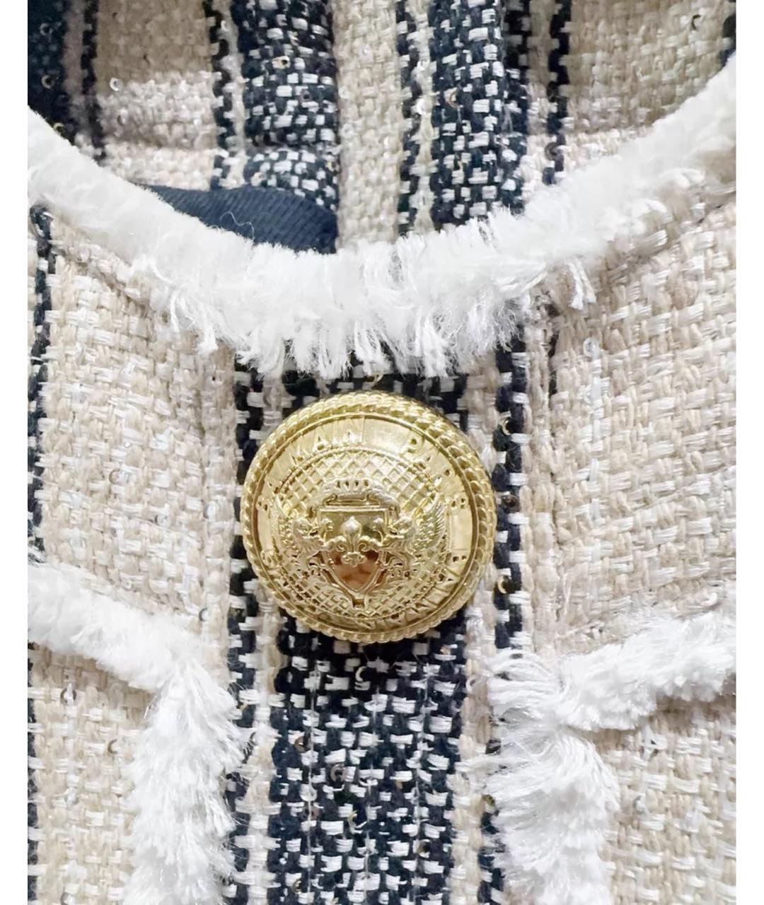 BALMAIN Бежевое твидовое повседневное платье, фото 6