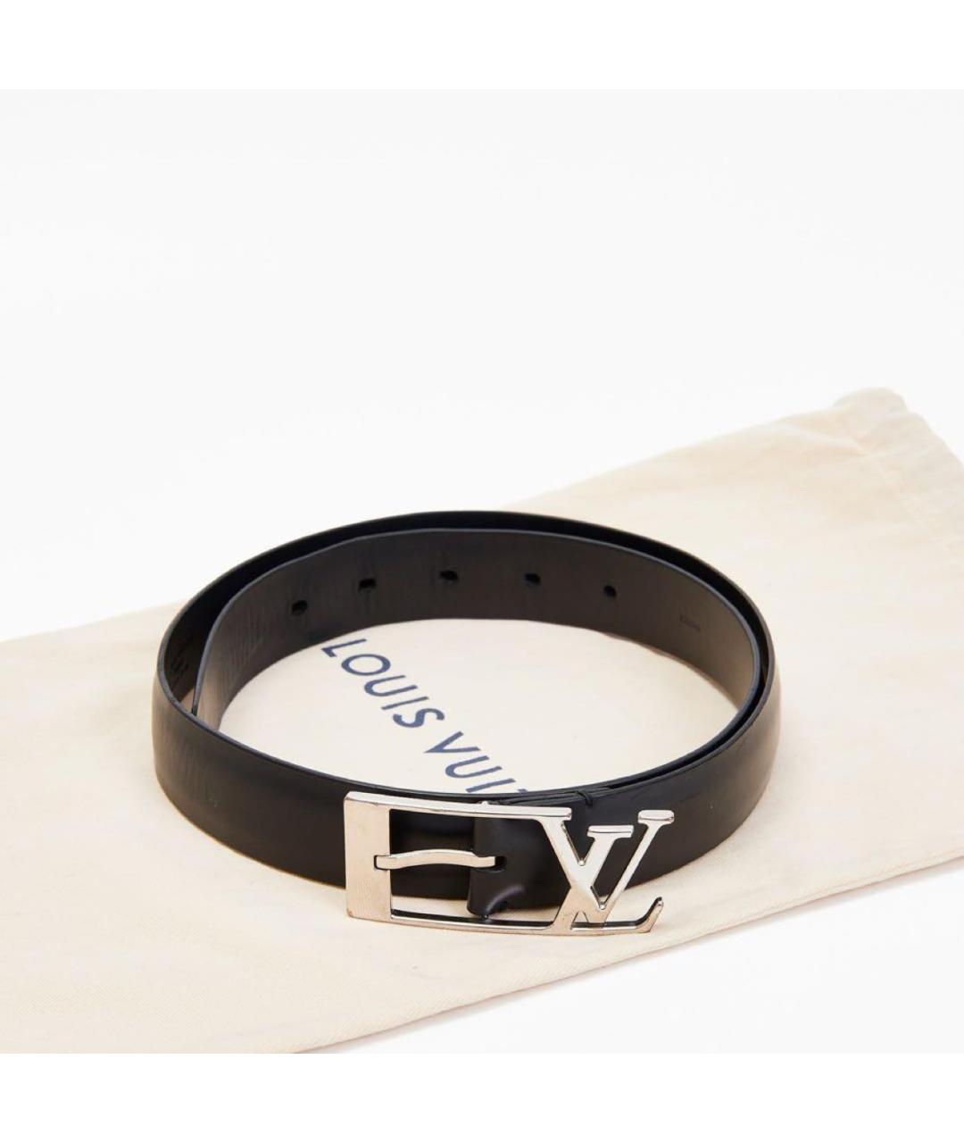 LOUIS VUITTON Черный кожаный ремень, фото 2