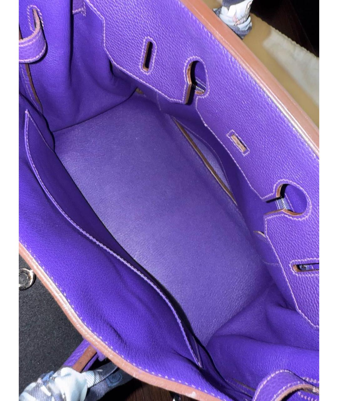 HERMES Фиолетовая кожаная сумка с короткими ручками, фото 4