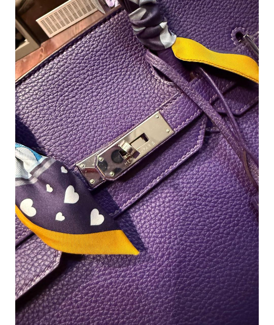 HERMES Фиолетовая кожаная сумка с короткими ручками, фото 5