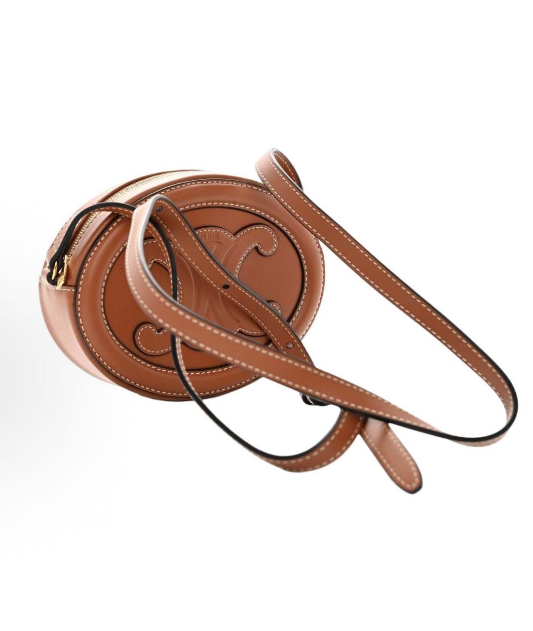 CELINE Коричневая кожаная сумка через плечо, фото 2