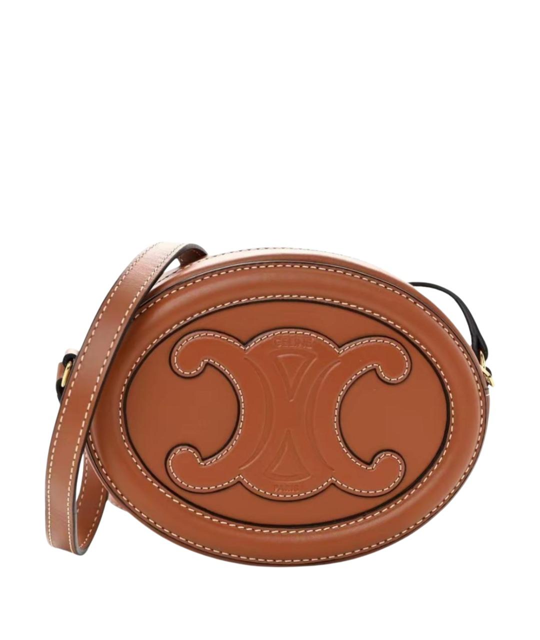 CELINE Коричневая кожаная сумка через плечо, фото 1