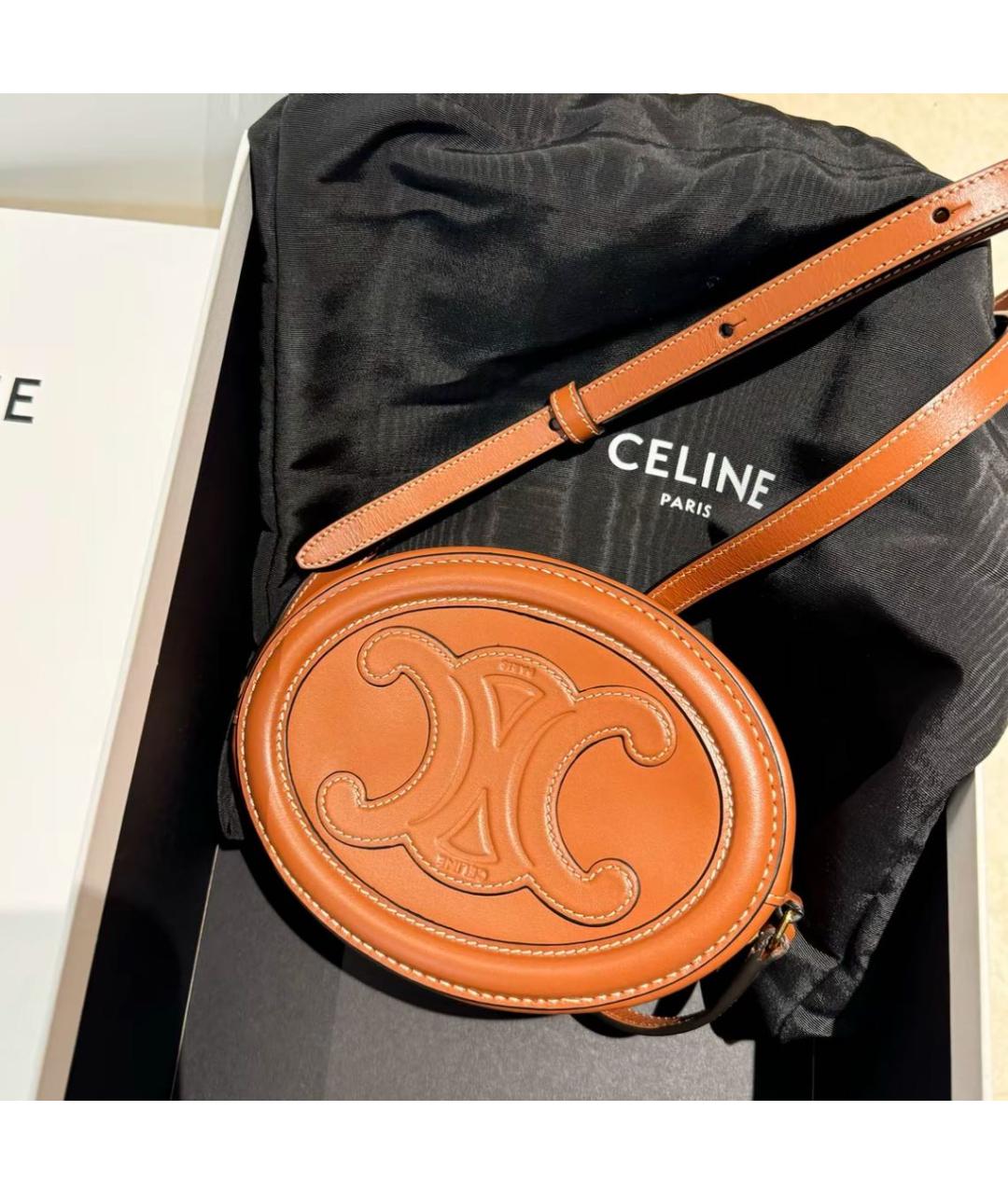 CELINE Коричневая кожаная сумка через плечо, фото 7