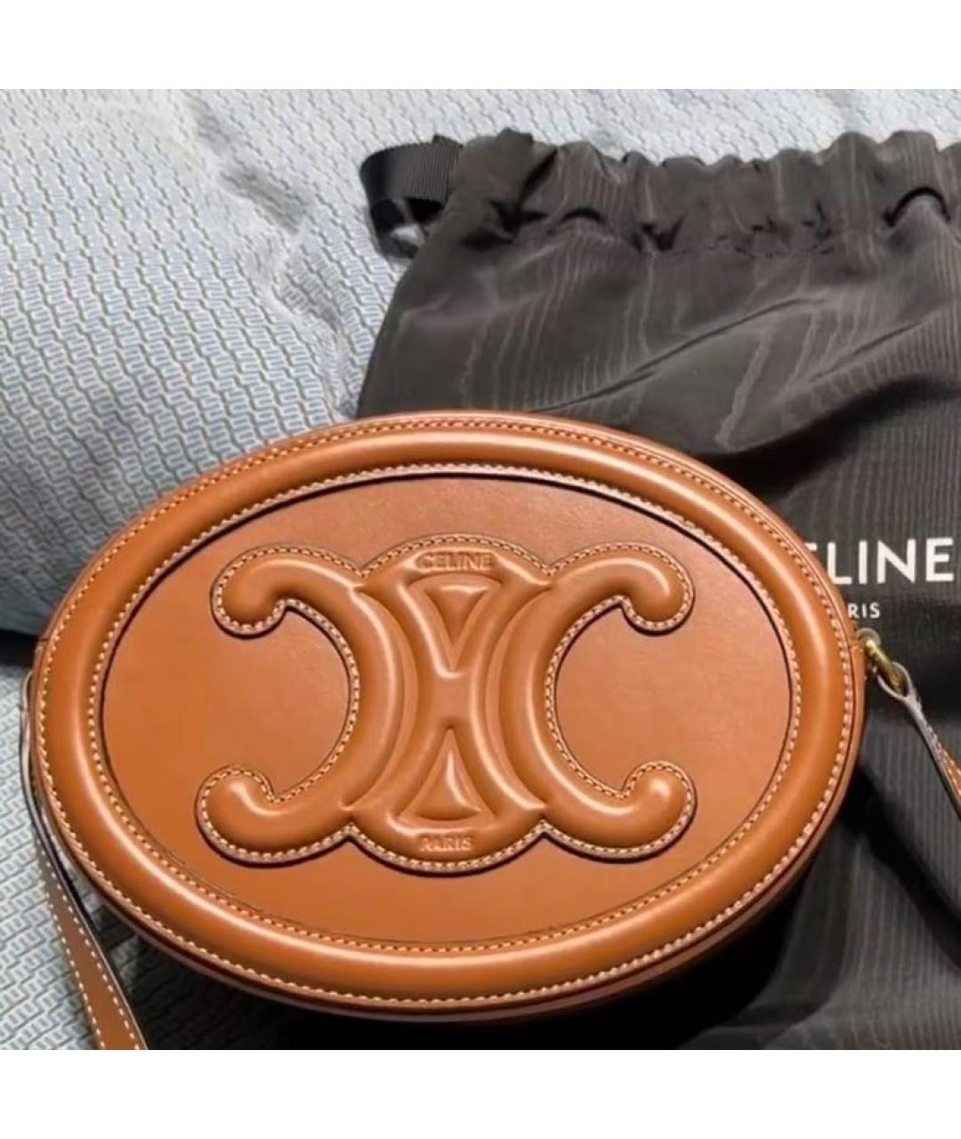 CELINE Коричневая кожаная сумка через плечо, фото 8