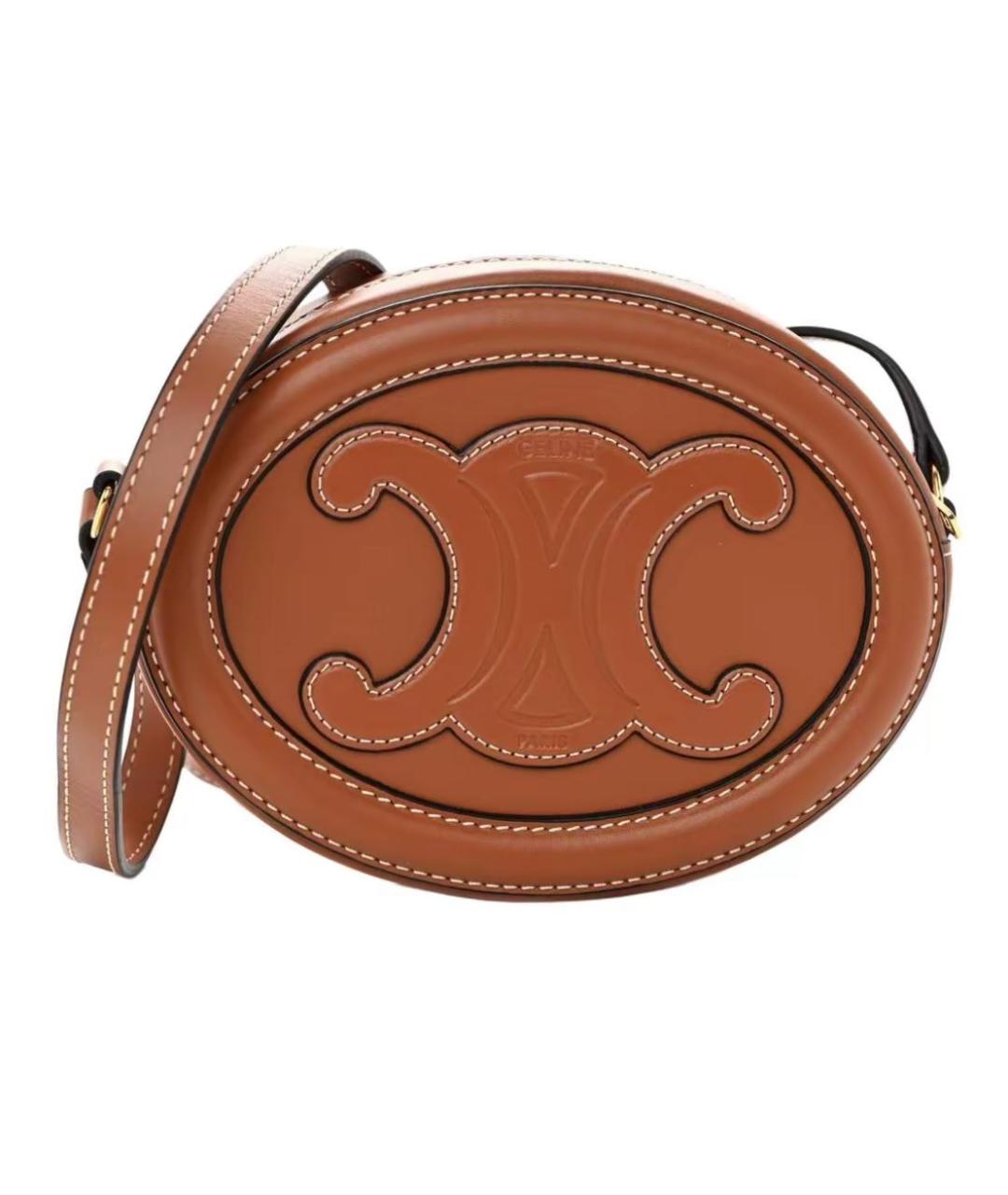 CELINE Коричневая кожаная сумка через плечо, фото 9