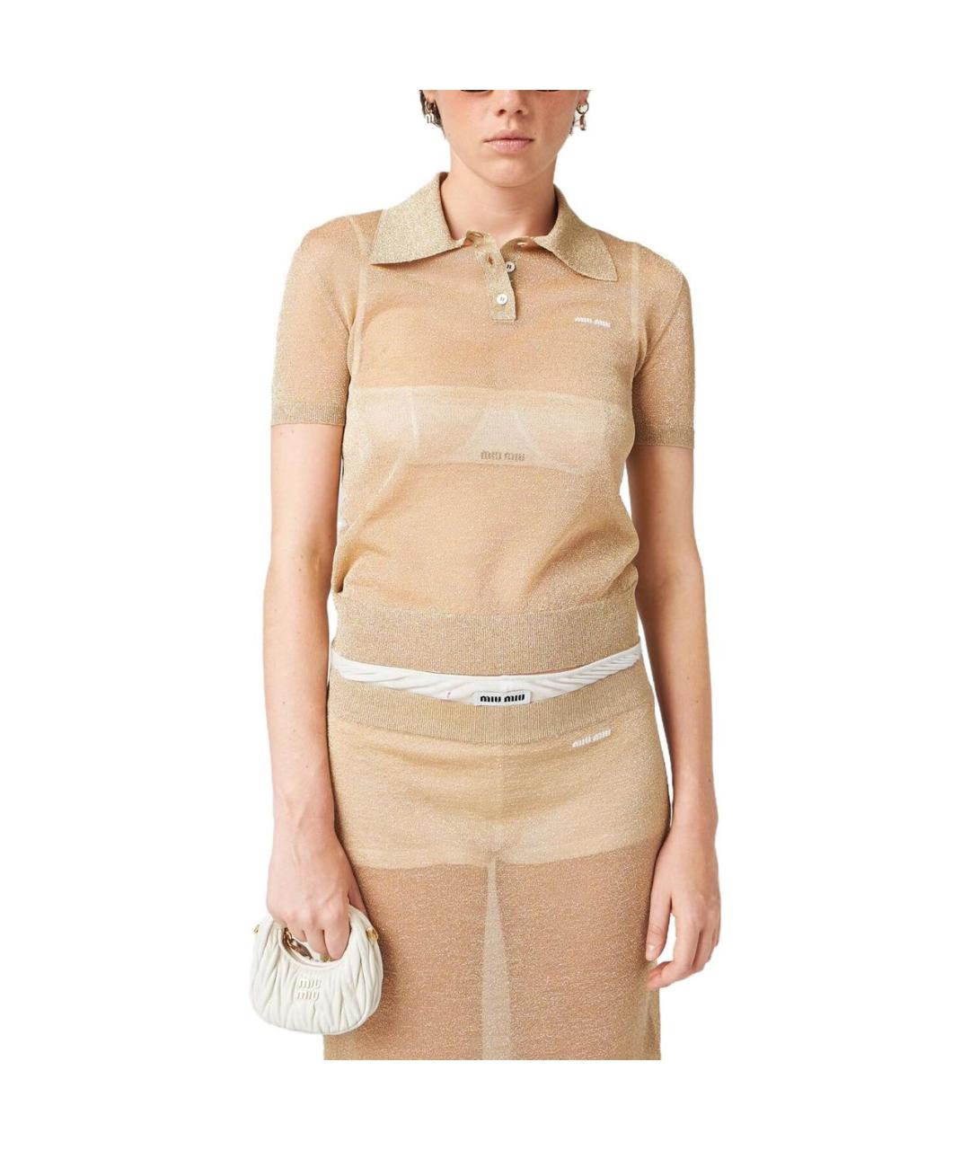 MIU MIU Бежевая футболка, фото 2
