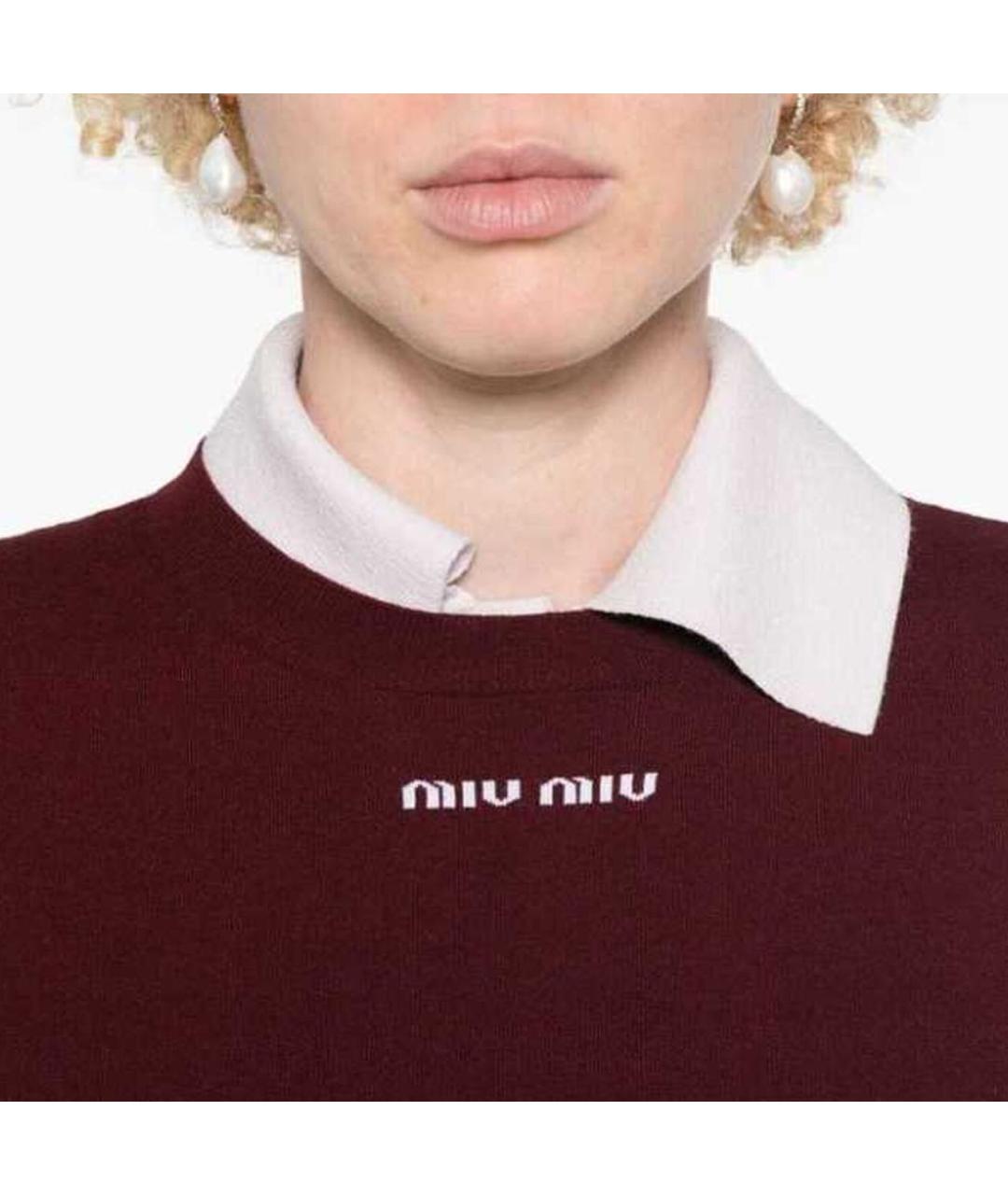 MIU MIU Бордовая футболка, фото 3