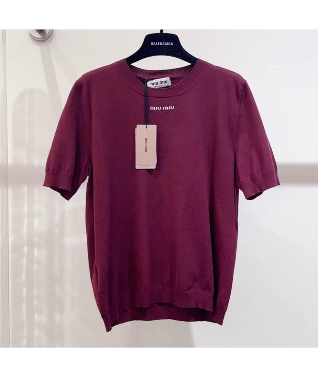 MIU MIU Бордовая футболка, фото 4