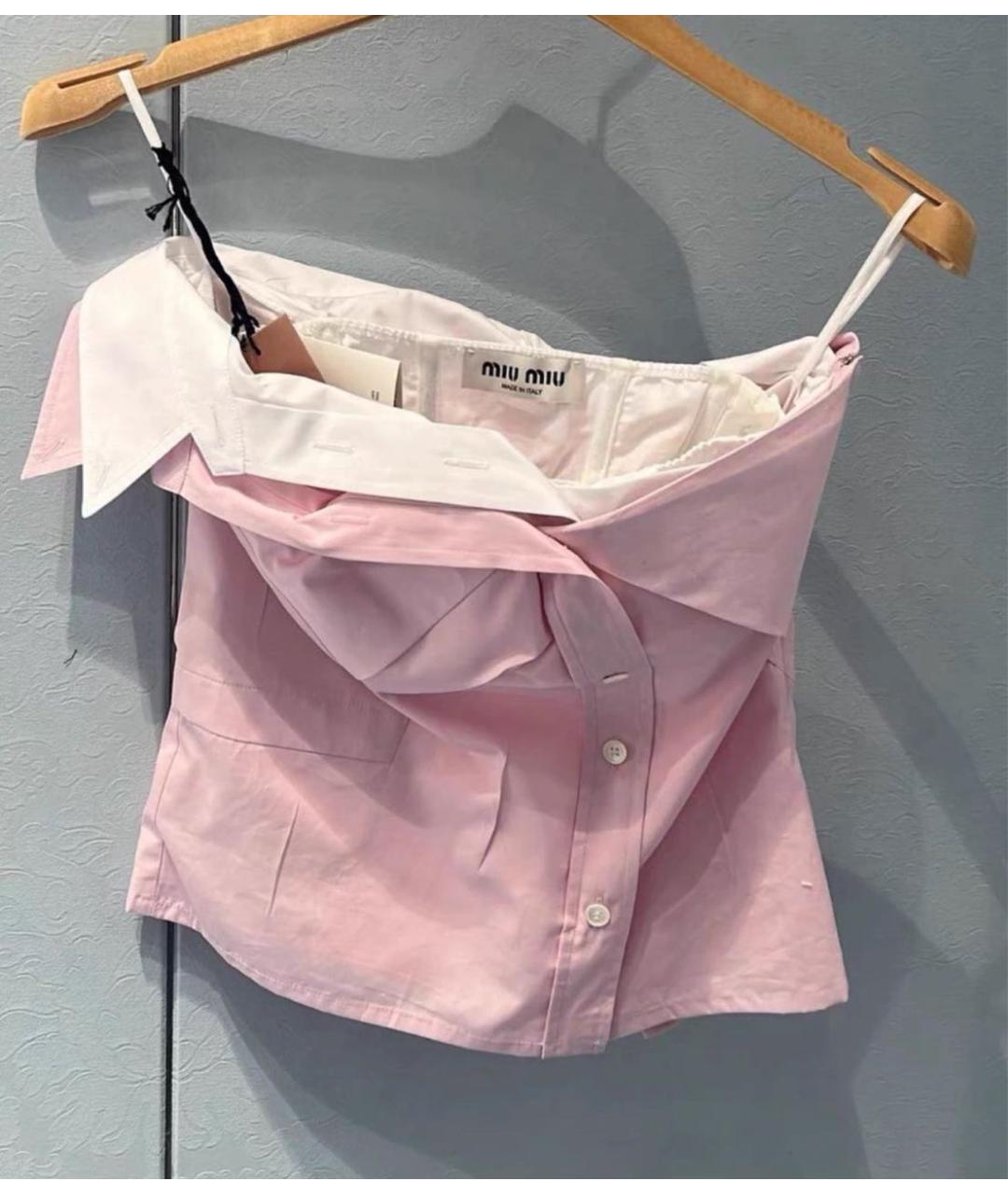 MIU MIU Розовая хлопковая футболка, фото 5