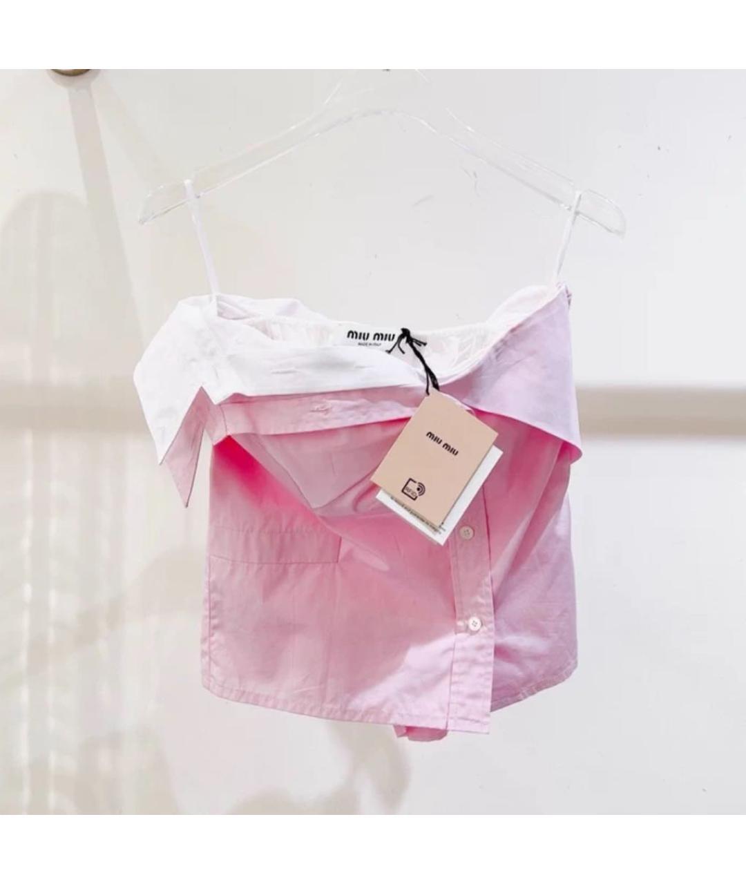 MIU MIU Розовая хлопковая футболка, фото 4