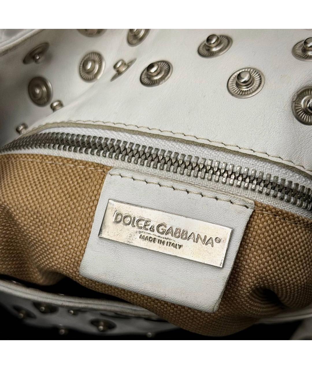 DOLCE&GABBANA Белая кожаная сумка через плечо, фото 4