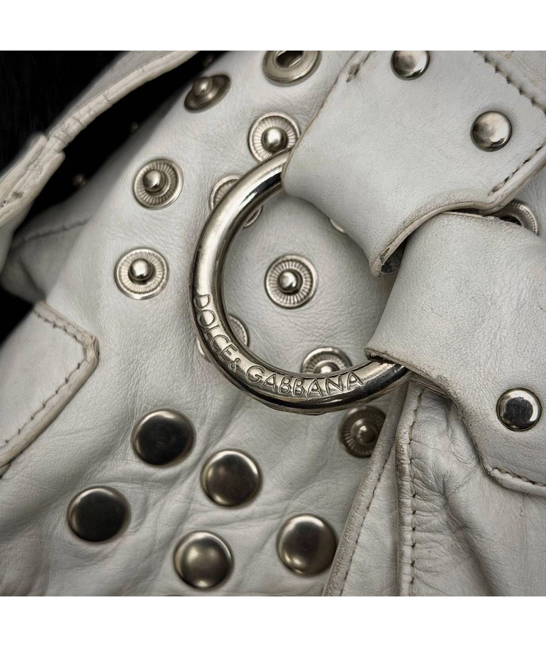 DOLCE&GABBANA Белая кожаная сумка через плечо, фото 5