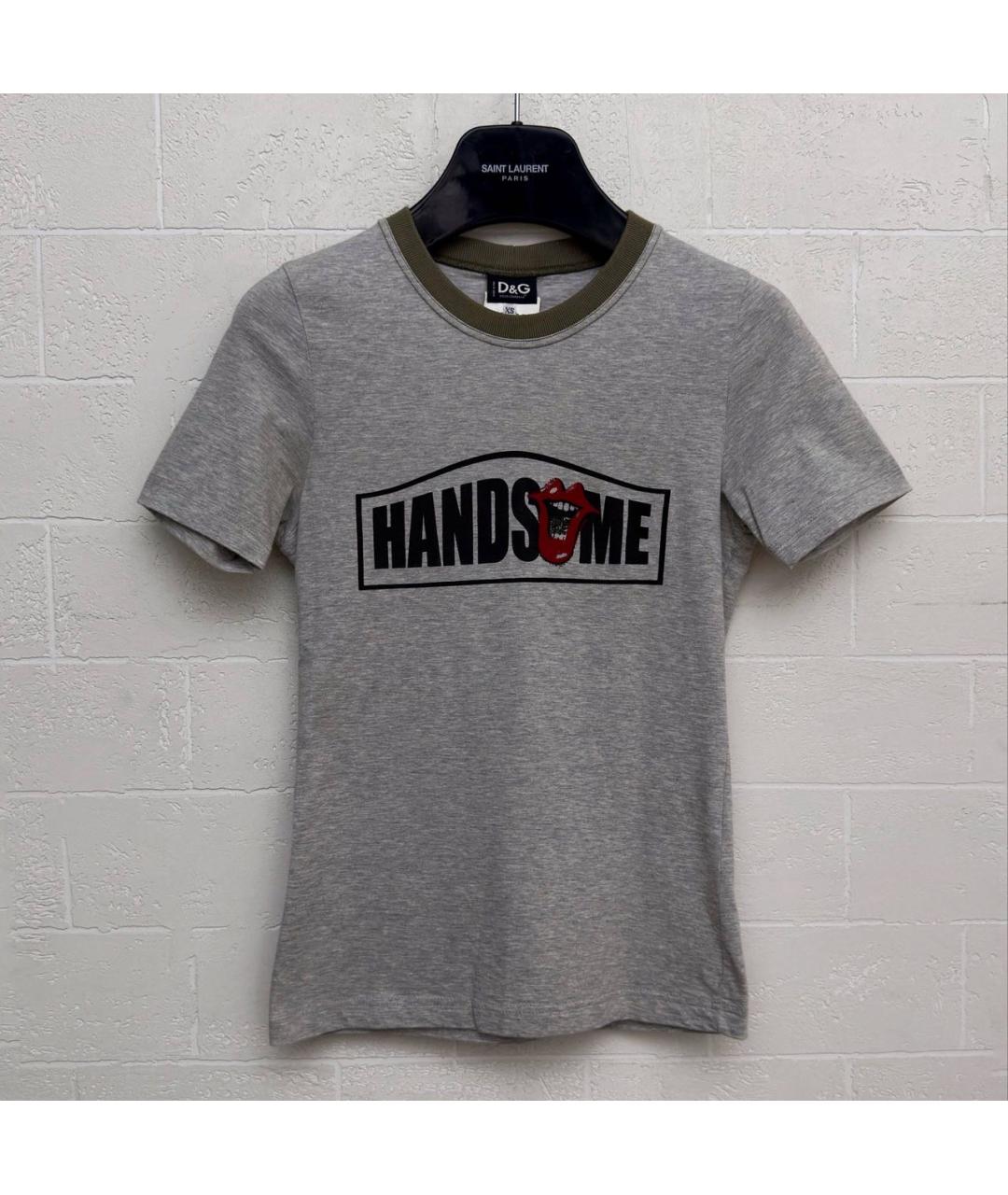 DOLCE&GABBANA Серая хлопковая футболка, фото 3