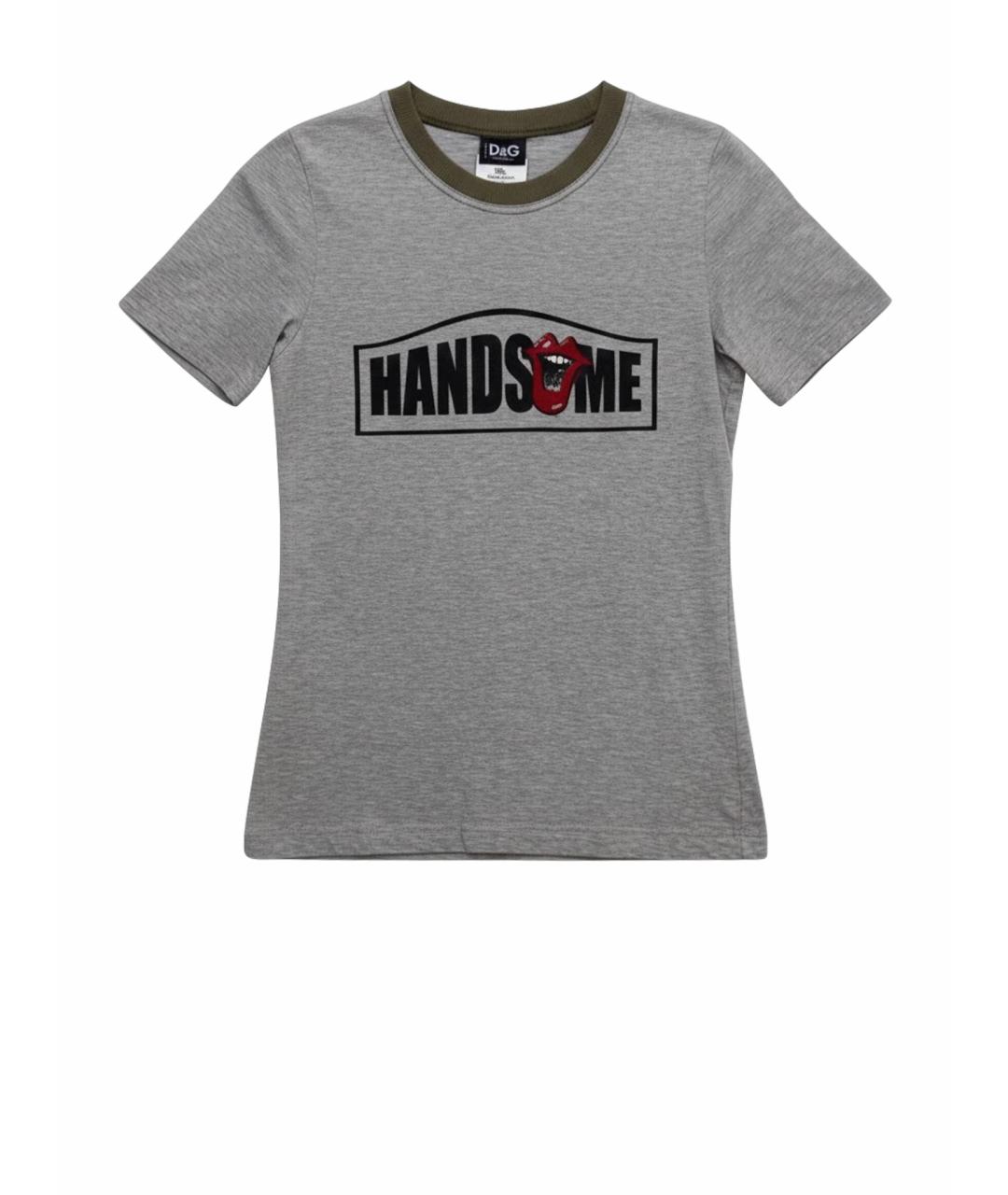 DOLCE&GABBANA Серая хлопковая футболка, фото 1