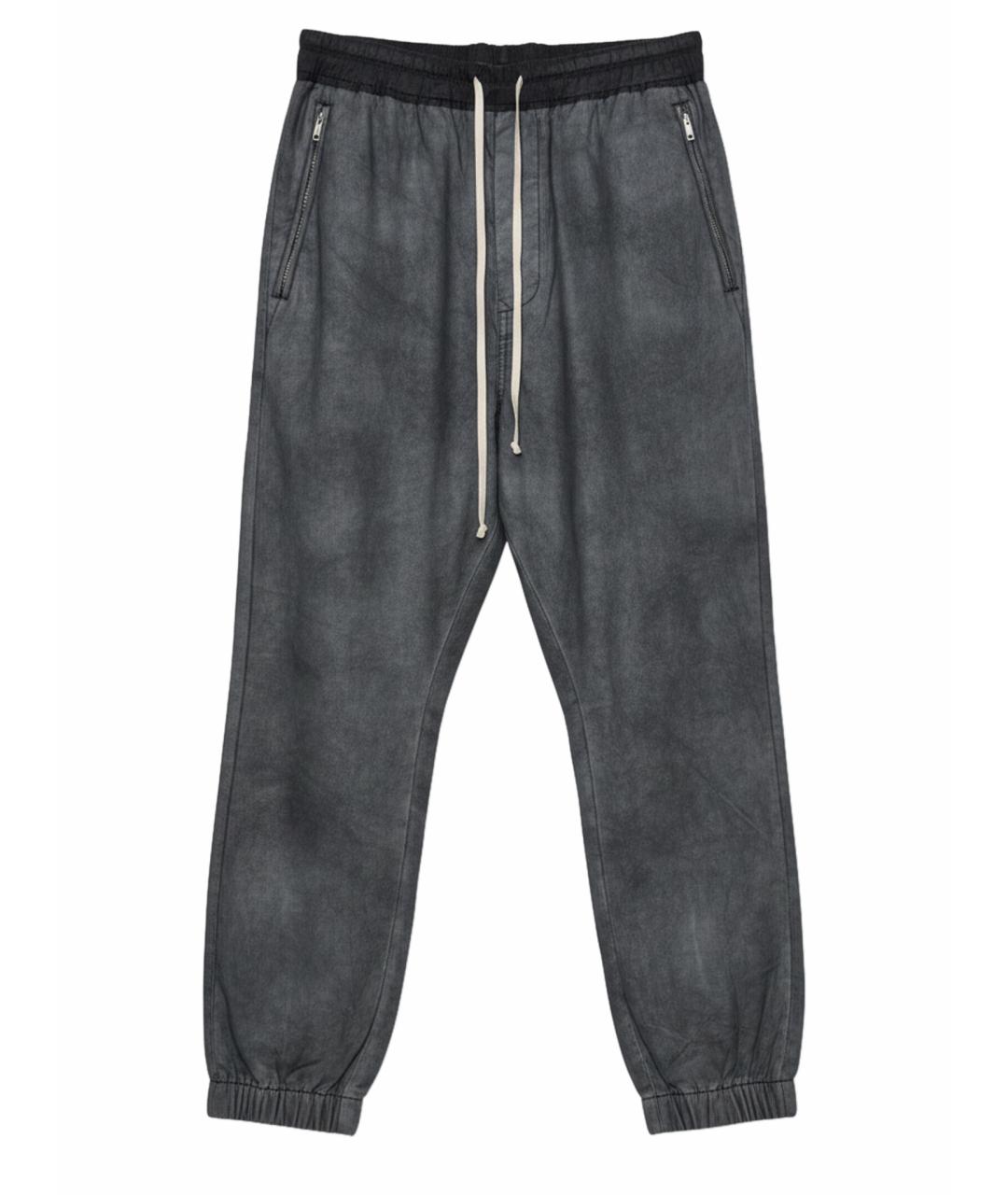 RICK OWENS Антрацитовые шелковые повседневные брюки, фото 1