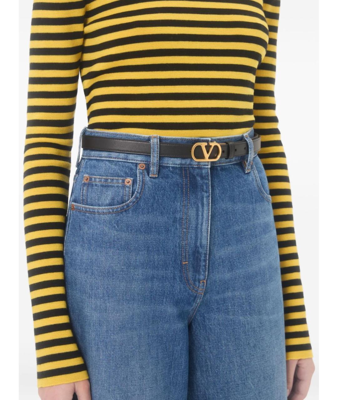 VALENTINO Черный кожаный ремень, фото 2